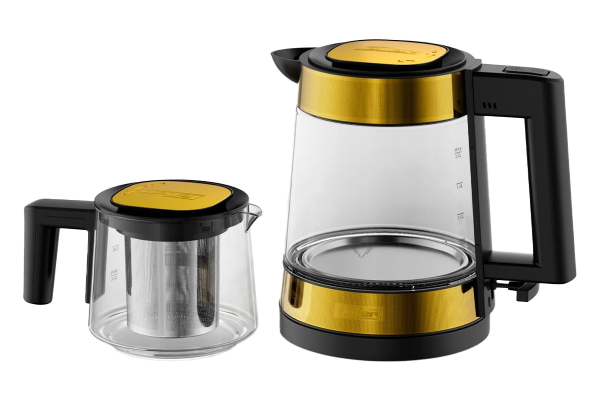 نمای کلی چای ساز فلر TS 600 با نمایش سمت چپ و راست قوری و کتری