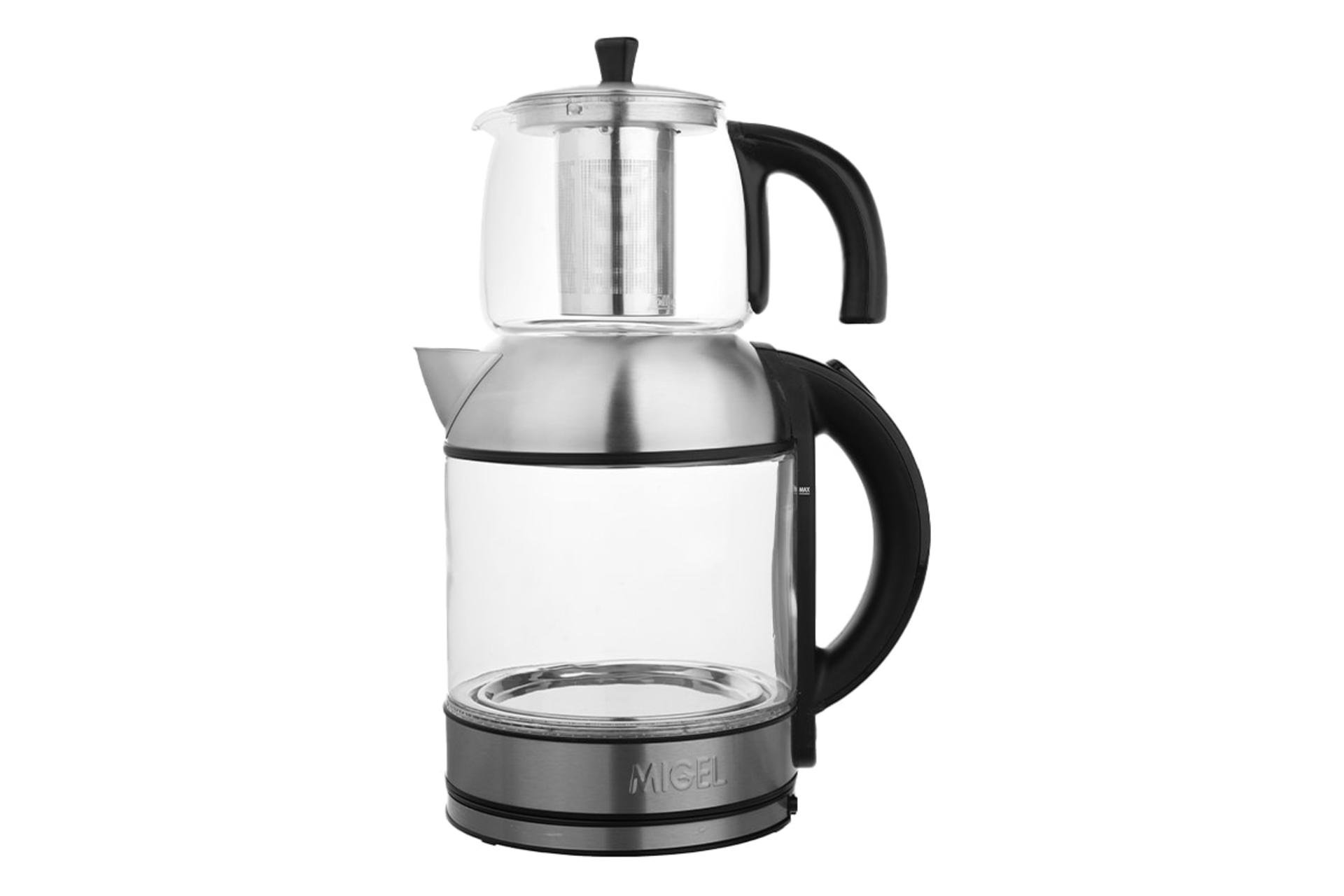نمای کلی چای ساز میگل GTS 286 با نمایش قوری و کتری
