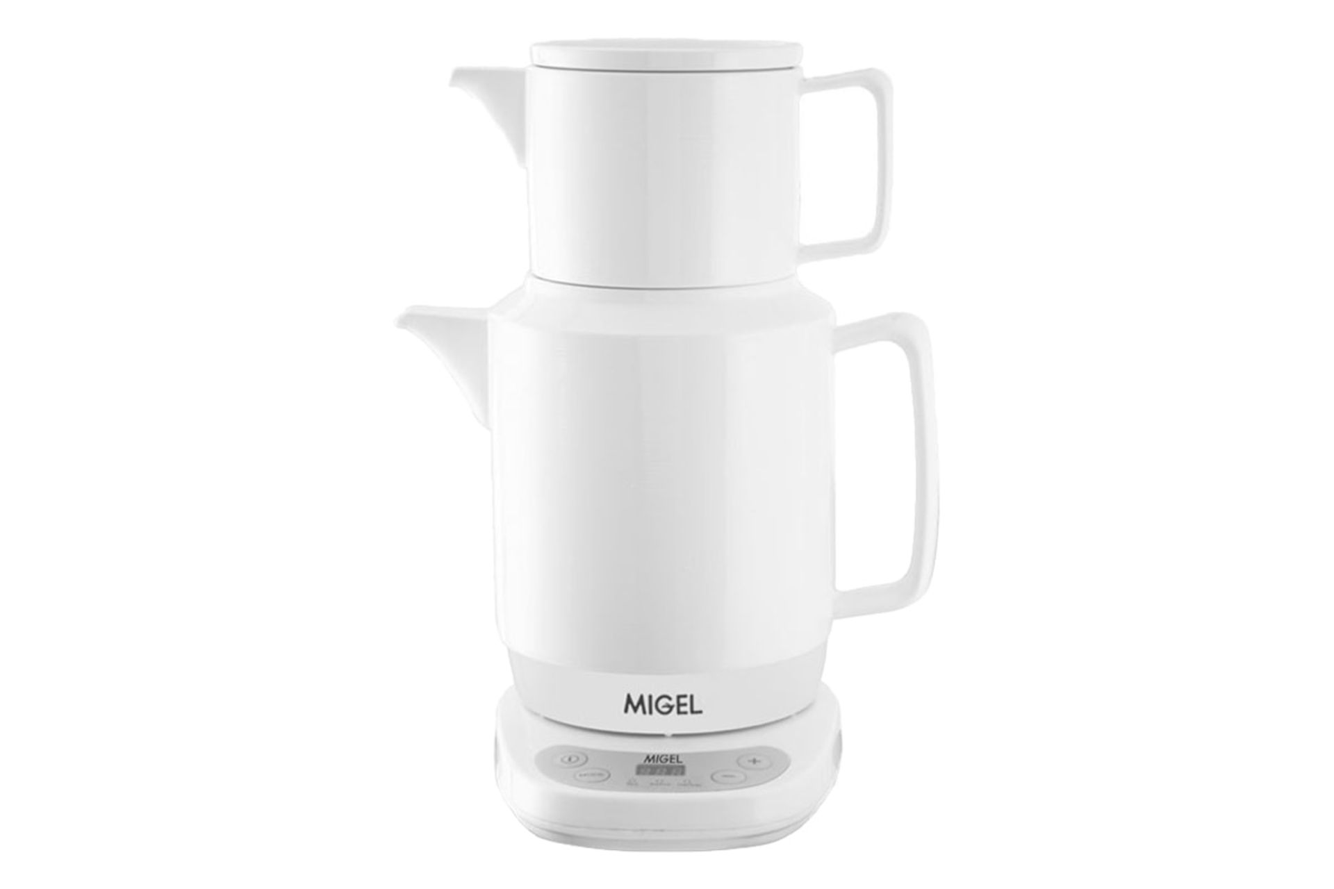 نمای کلی چای ساز میگل GTS 112 با نمایش قوری و کتری