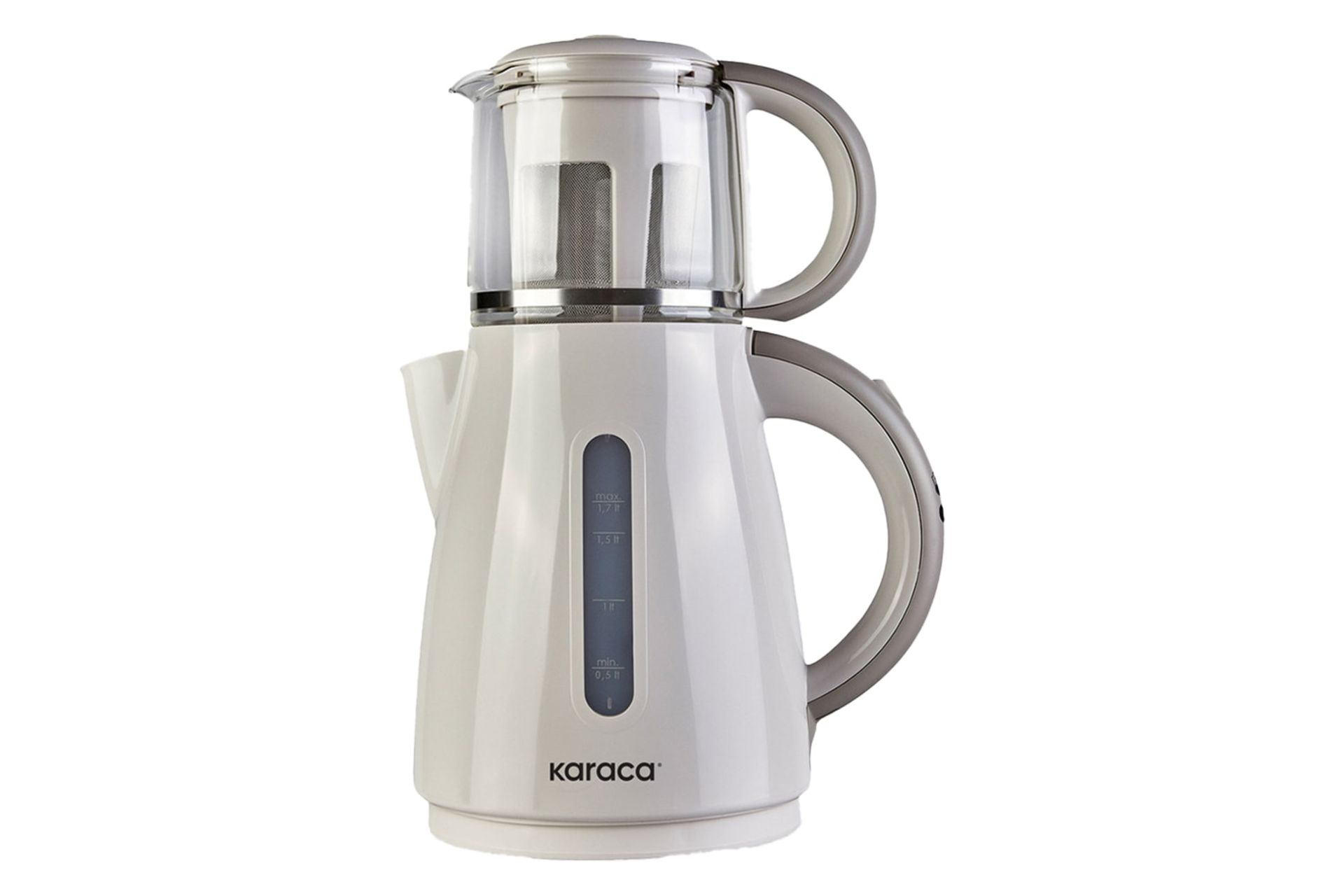 نمای کلی چای ساز کاراجا Makinesi 1501 با نمایش قوری و کتری