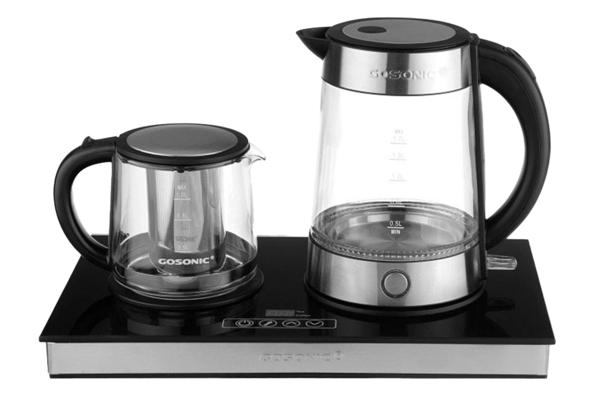 نمای کلی چای ساز گوسونیک GST-876 با نمایش قوری و کتری