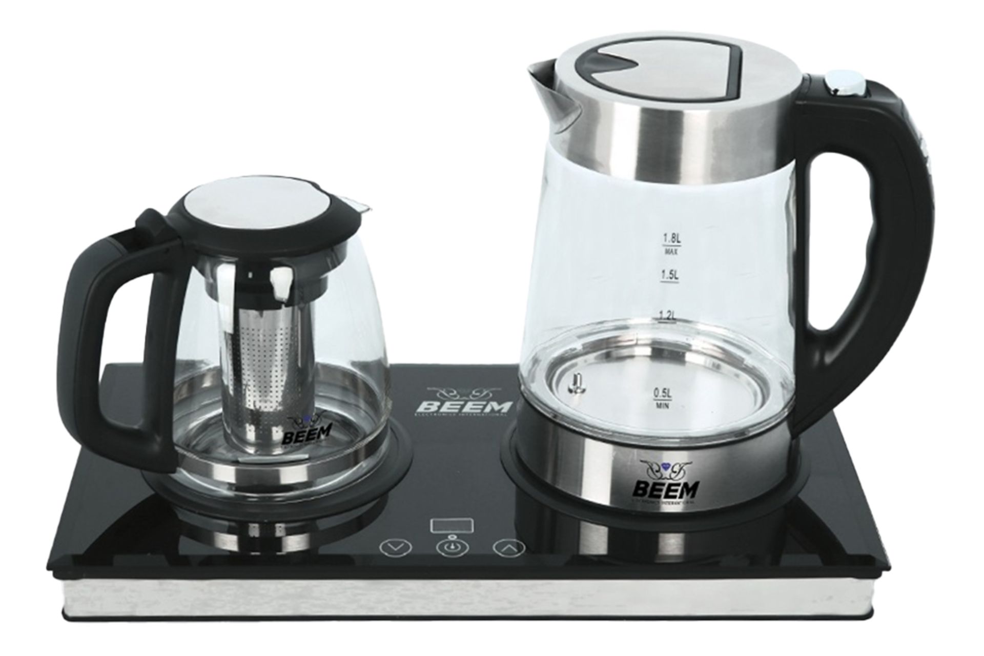 نمای کلی چای ساز بیم TM2810 با نمایش قوری و کتری