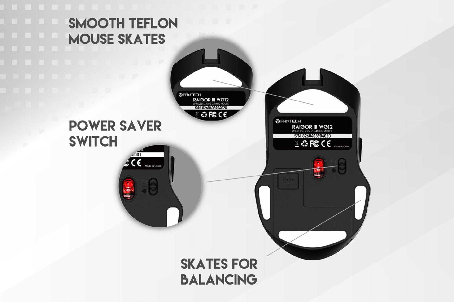 نمای پایین ماوس فنتک Fantech RAIGOR III WG12