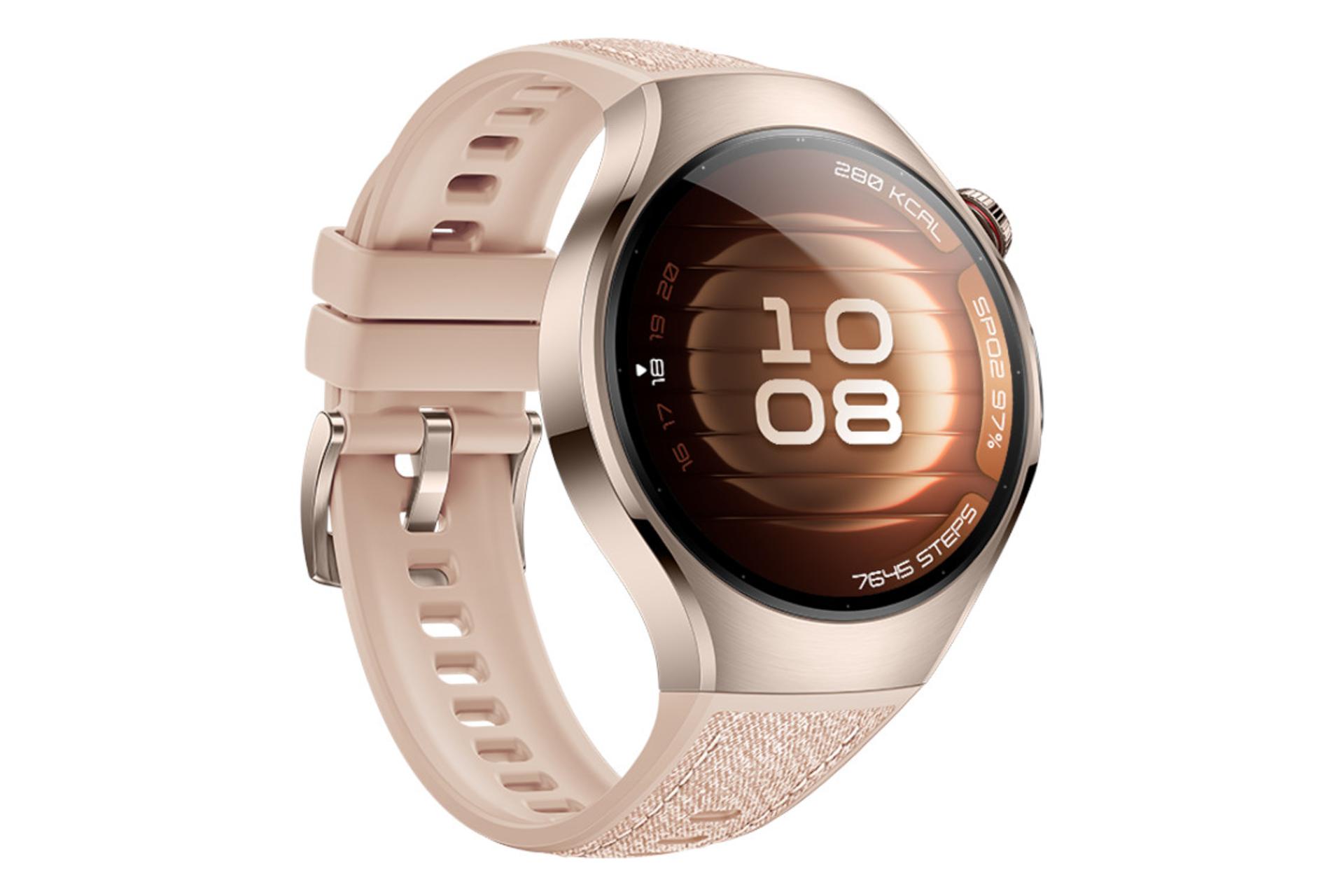 سمت چپ ساعت هوشمند هواوی واچ 5 مدل 42 میلی‌متری بژ / Huawei Watch 5 42mm