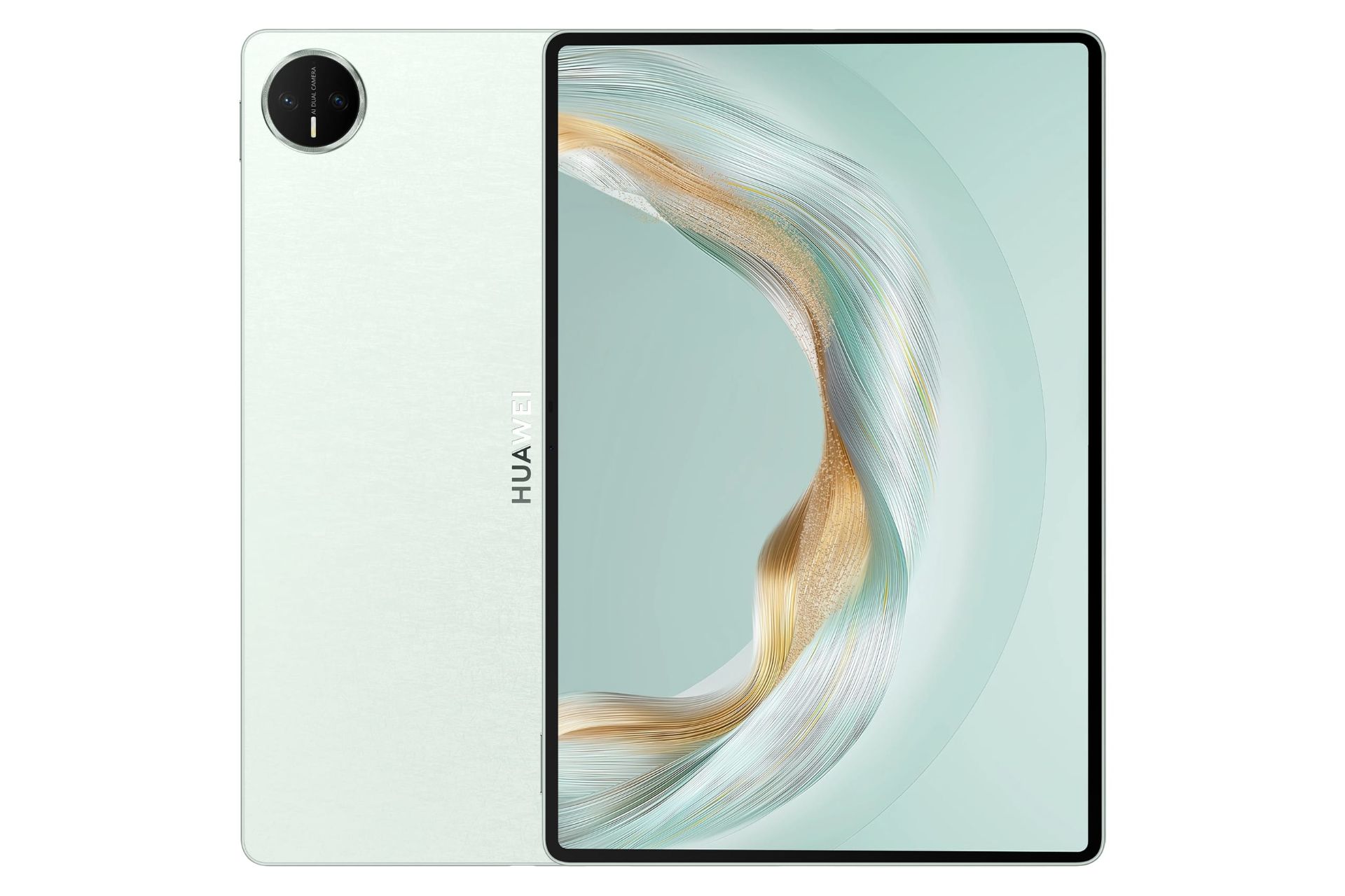 نمای کلی تبلت میت پد پرو 12.2 هواوی نسخه 2025 / Huawei MatePad Pro 12.2 2025 با نمایشگر روشن و نمایش لوگو و دوربین پنل پشت