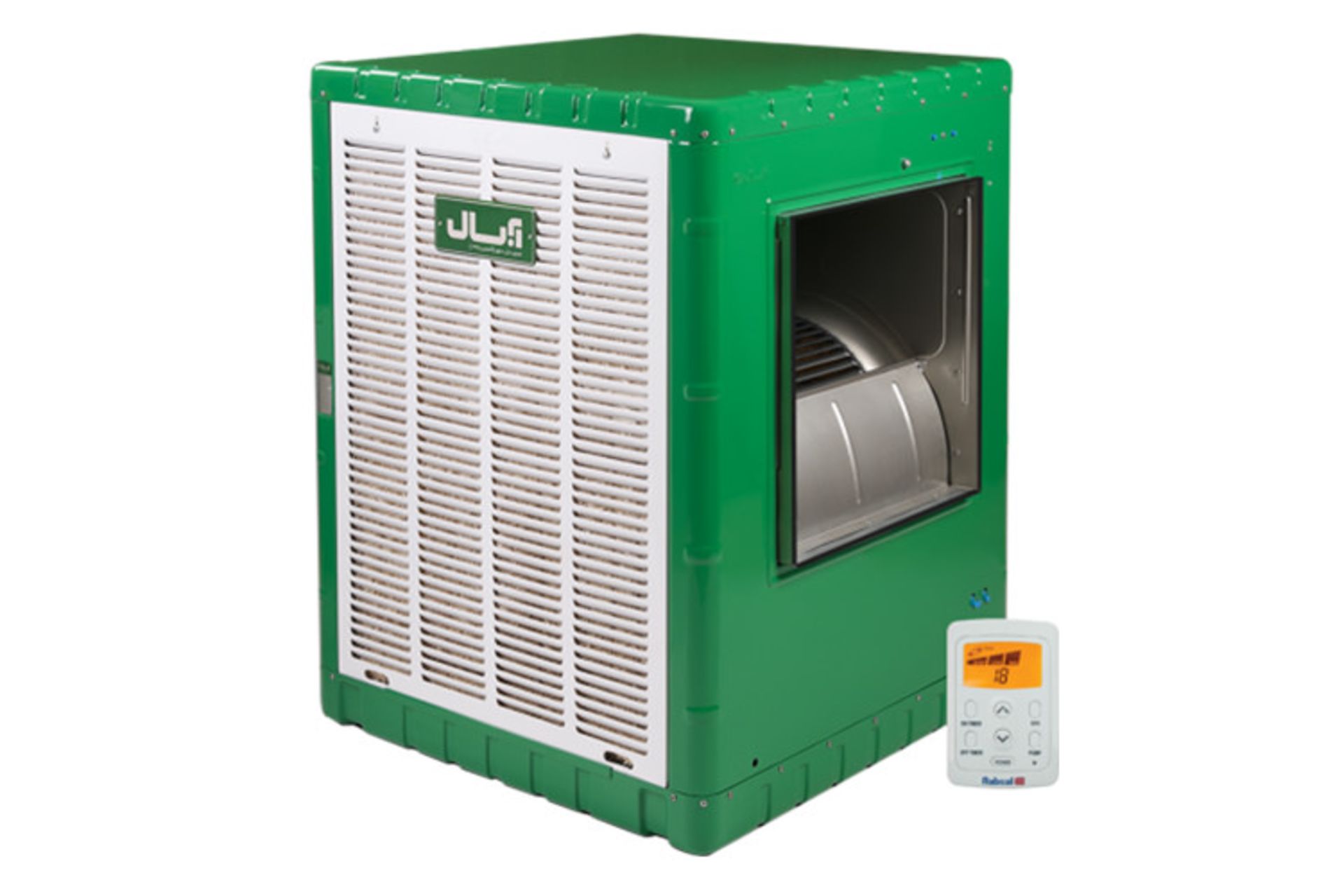 کولر آبی آبسال Absal AC/DC80 نمای پشت و جانبی به همراه ریموت کنترل