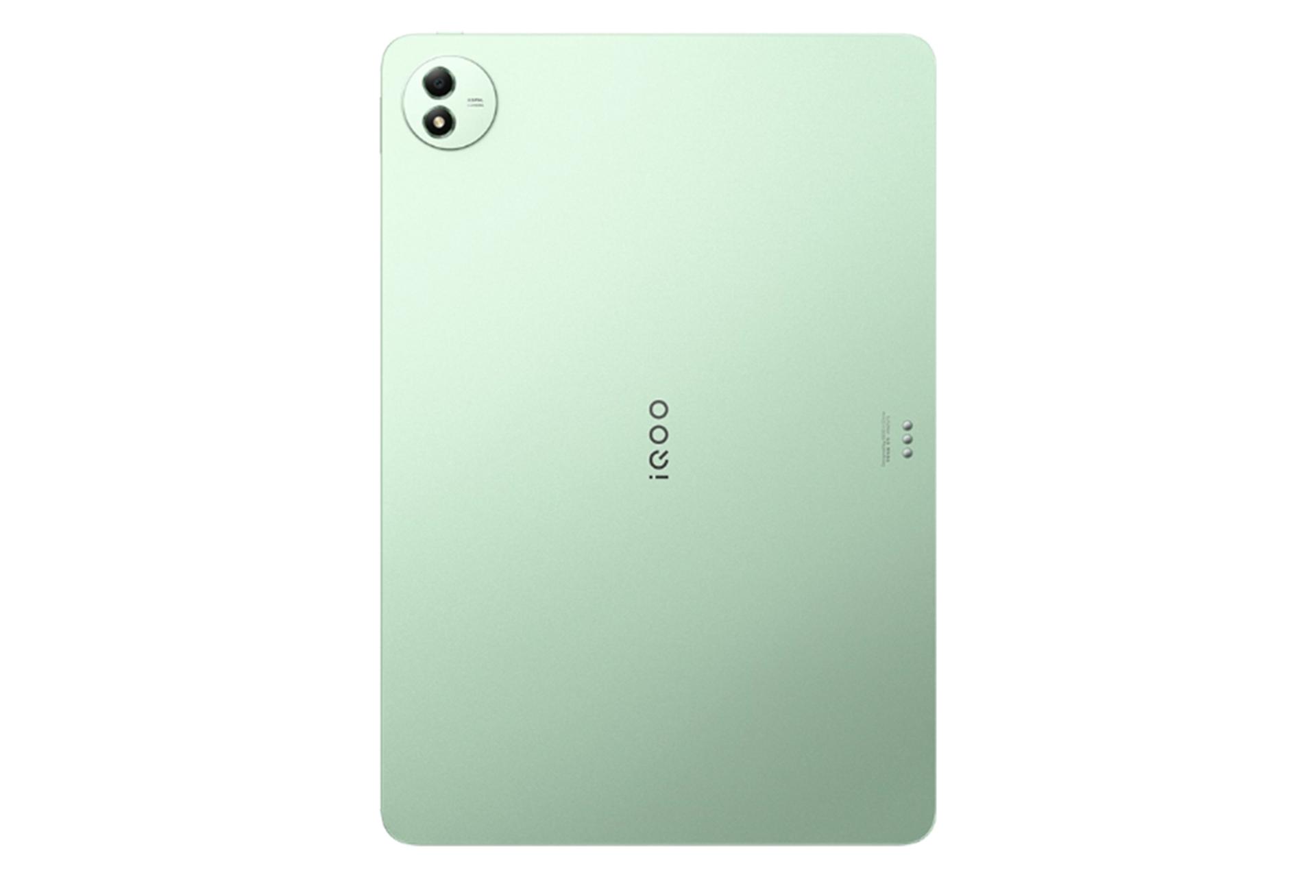 نمای پنل پشت تبلت iQOO پد 5 پرو ویوو / vivo iQOO Pad5 Pro با نمایش لوگو و دوربین پنل پشت رنگ سبز