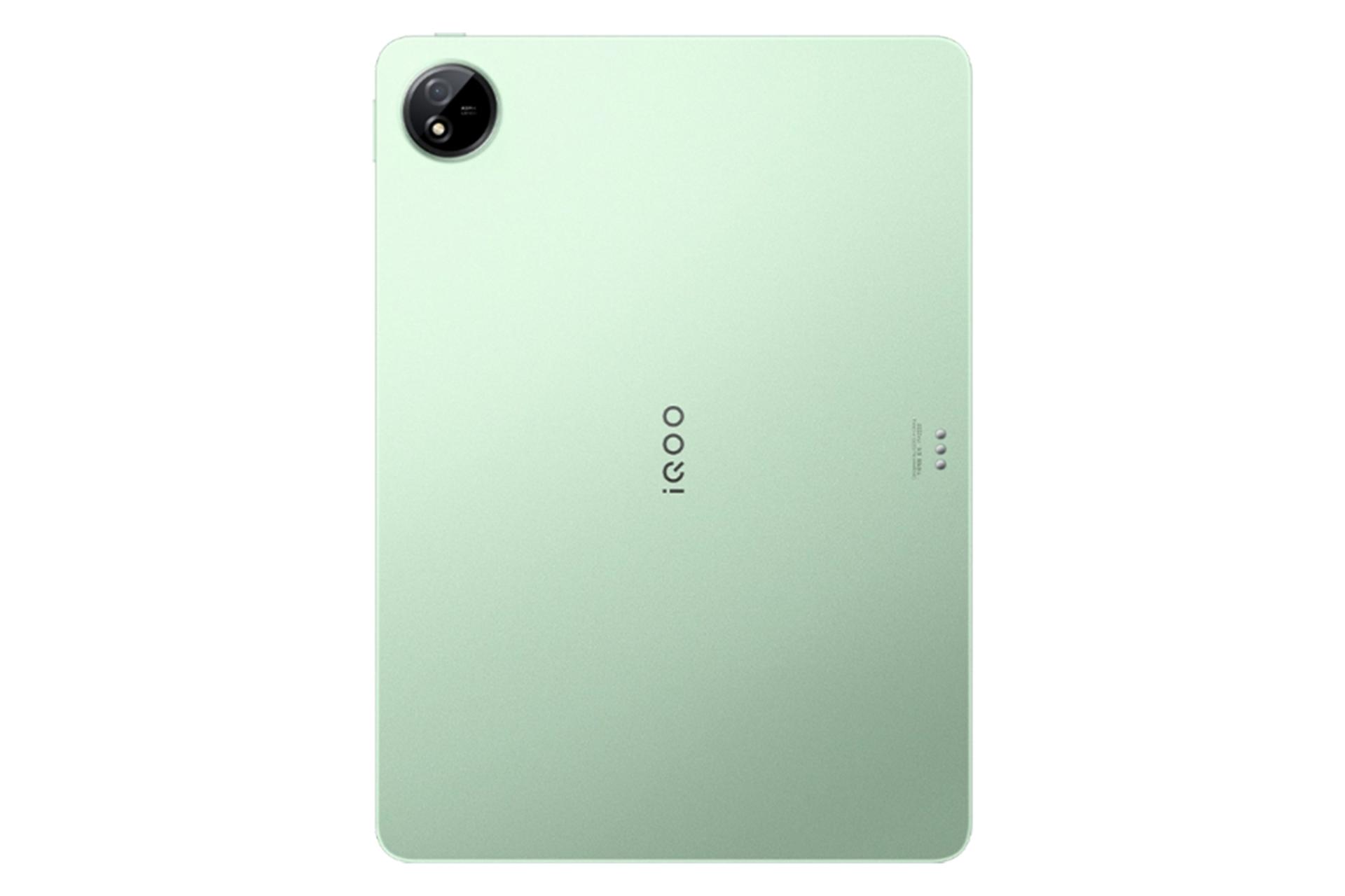 نمای پنل پشت تبلت iQOO پد 5 ویوو / vivo iQOO Pad5 با نمایش لوگو و دوربین پنل پشت رنگ سبز