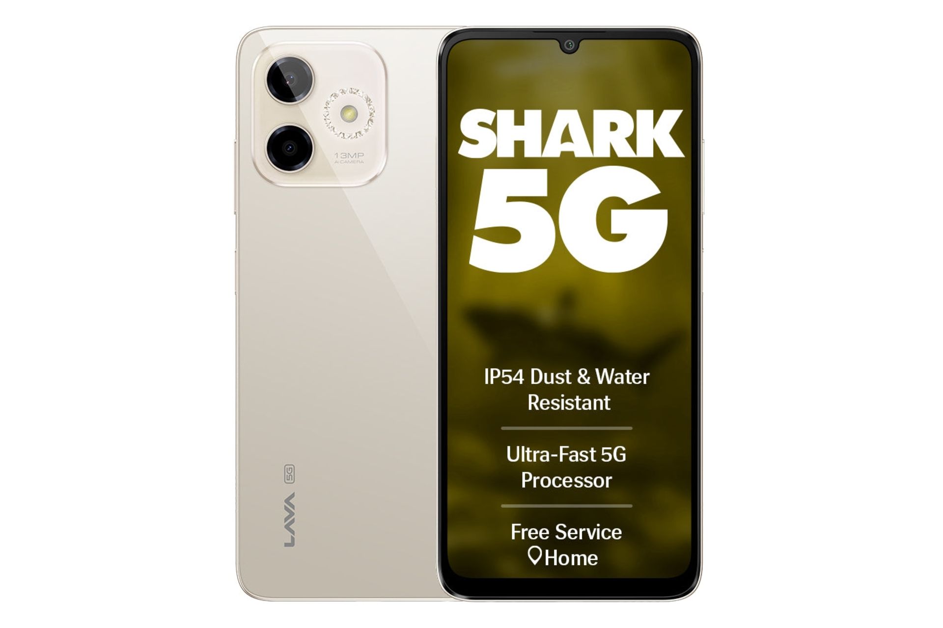 پنل جلو و پشت گوشی موبایل لاوا Lava Shark 5G طلایی
