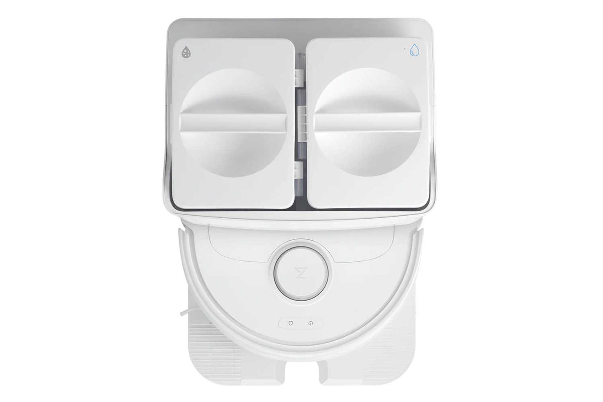 نمای بالای جارو رباتیک روبوراک QRevo Plus به همراه مخزن تخلیه خودکار زباله رنگ سفید