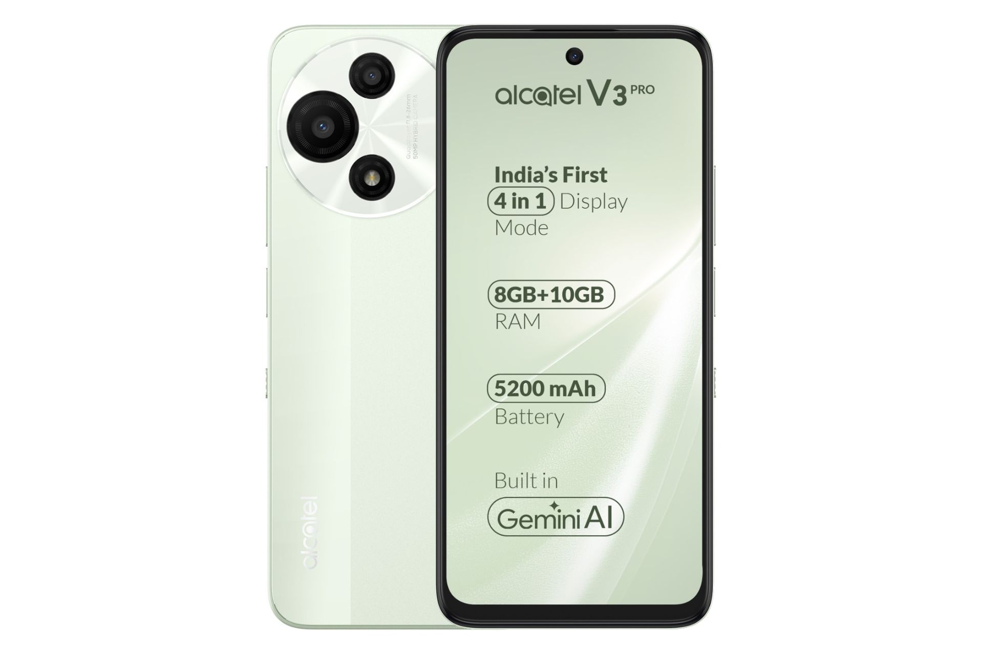 پنل جلو و پشت گوشی موبایل آلکاتل V3 پرو سبز روشن / alcatel V3 Pro