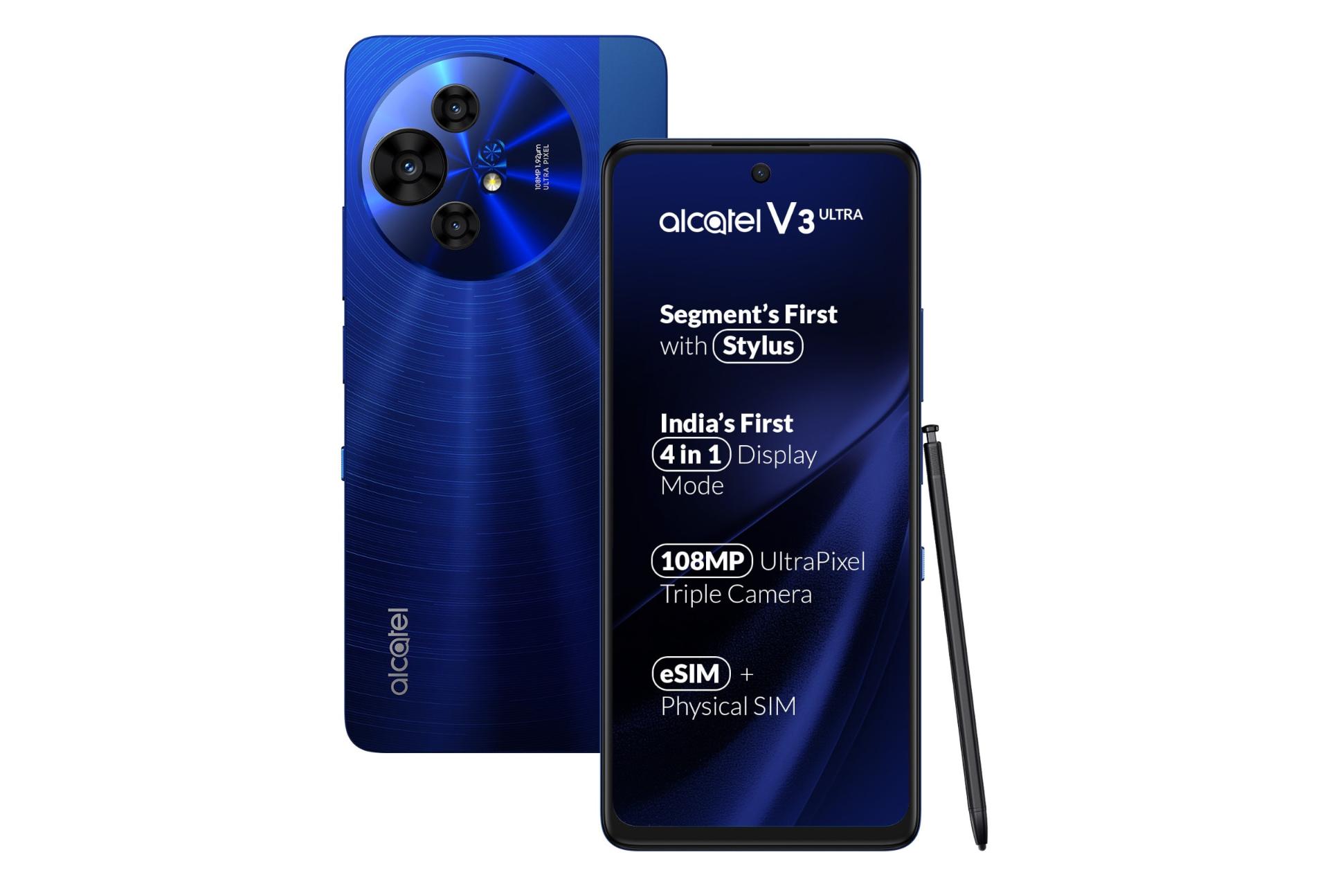 پنل جلو و پشت گوشی موبایل آلکاتل V3 اولترا آبی / alcatel V3 Ultra