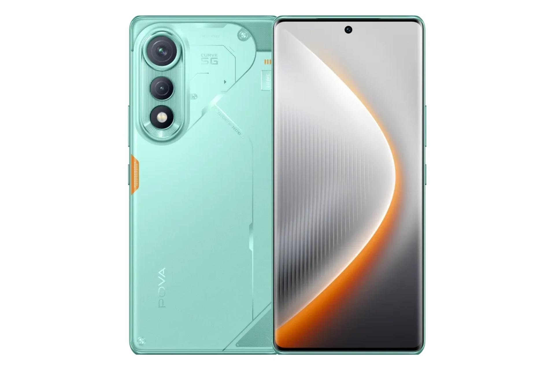 پنل جلو و پشت گوشی موبایل تکنو Tecno Pova Curve فیروزه ای