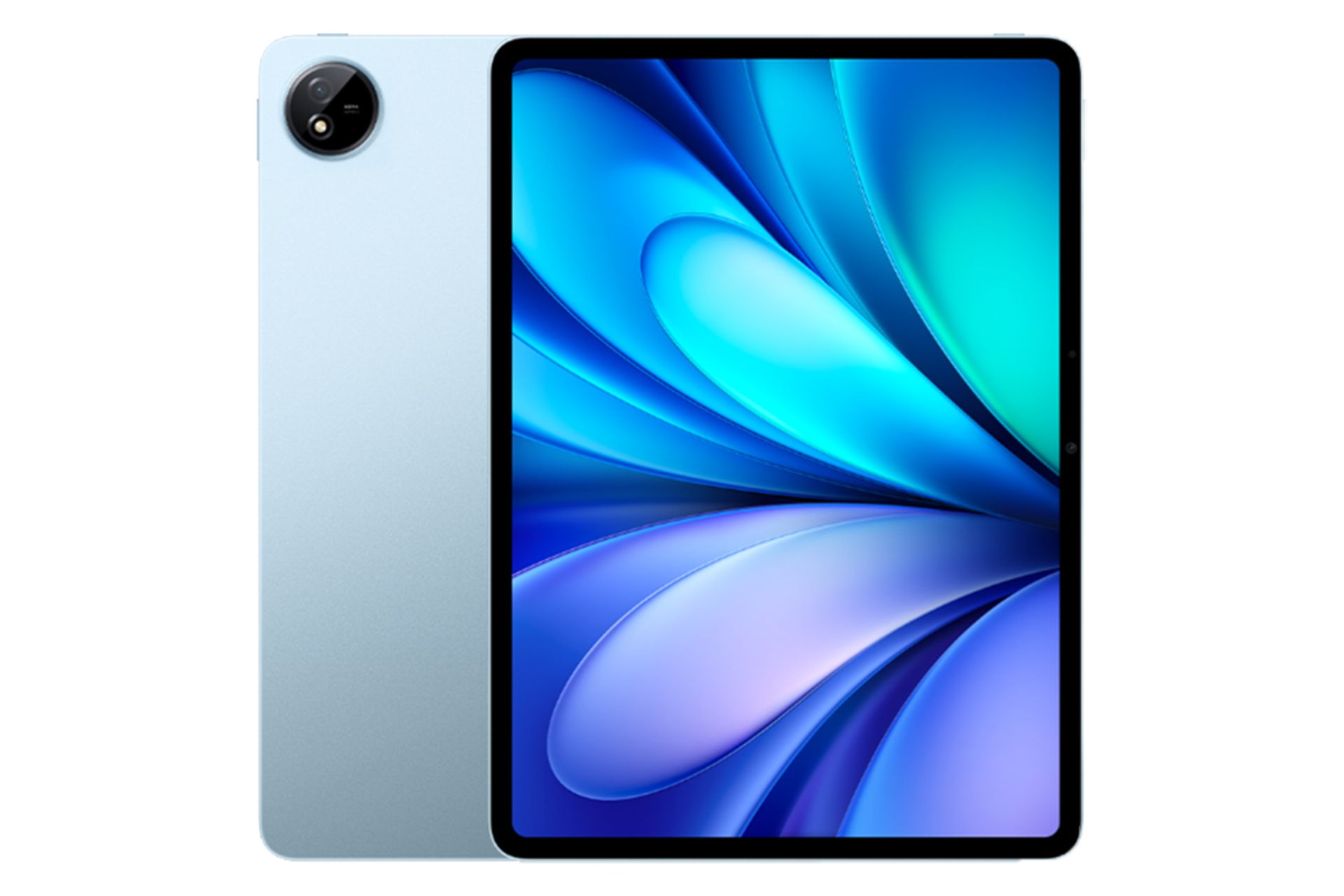 نمای کلی تبلت پد 5 ویوو / vivo Pad5 با نمایشگر روشن و نمایش لوگو و دوربین پنل پشت