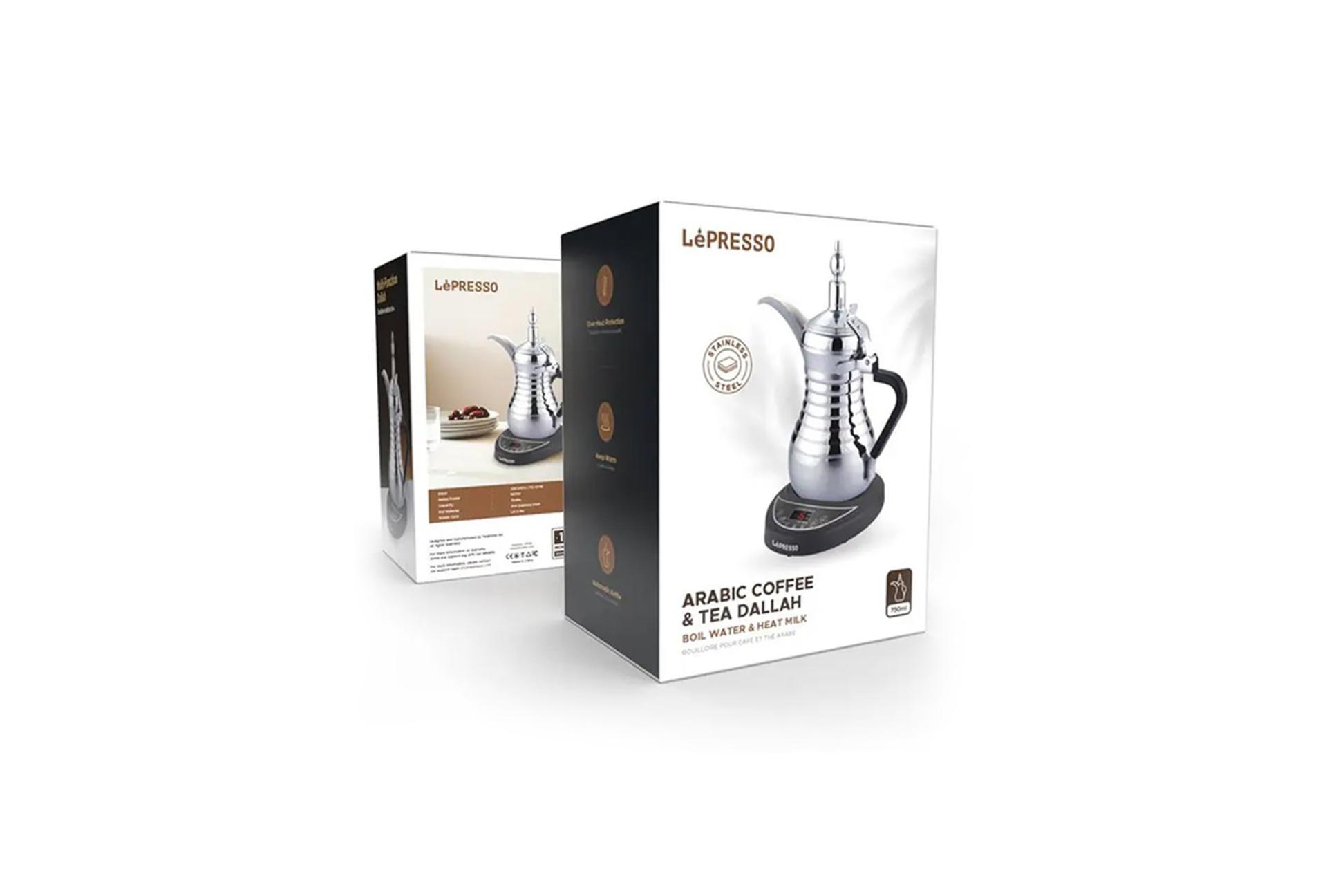 قهوه ساز لپرسو LePresso Dual Pot رنگ نقره ای جعبه و بسته بندی