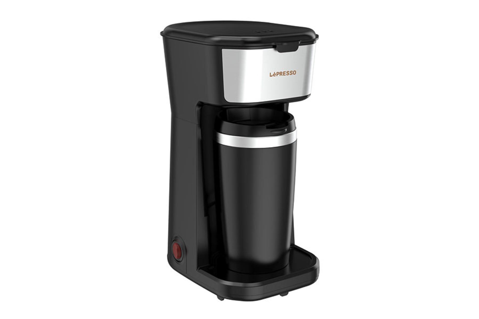 قهوه ساز لپرسو LePresso LPCMTMBK نمای جلو و چپ