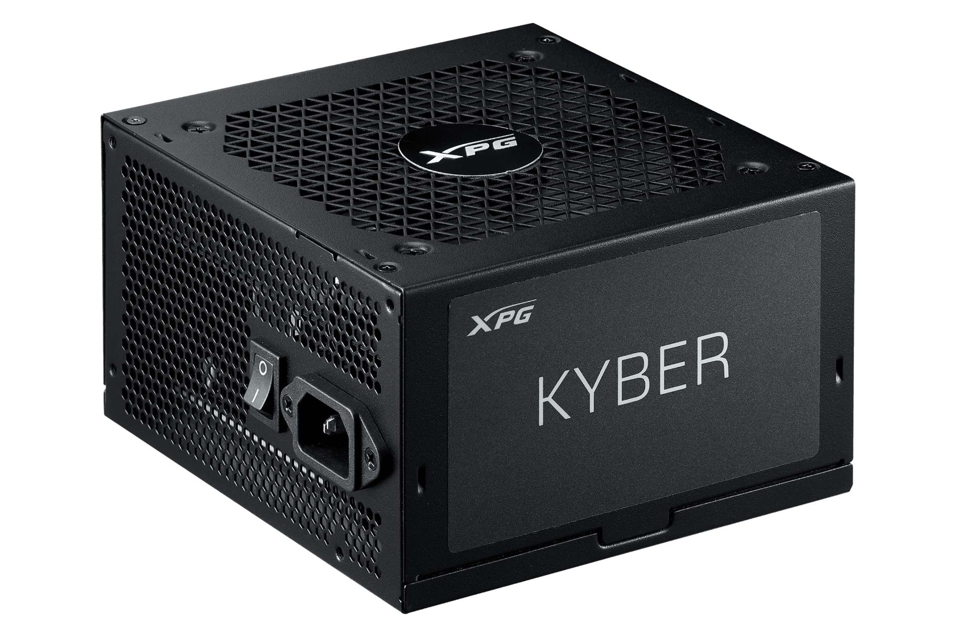 نمای نیمرخ پاور کامپیوتر ای دیتا XPG KYBER با نمایش پنل کناری، زیر و پشت