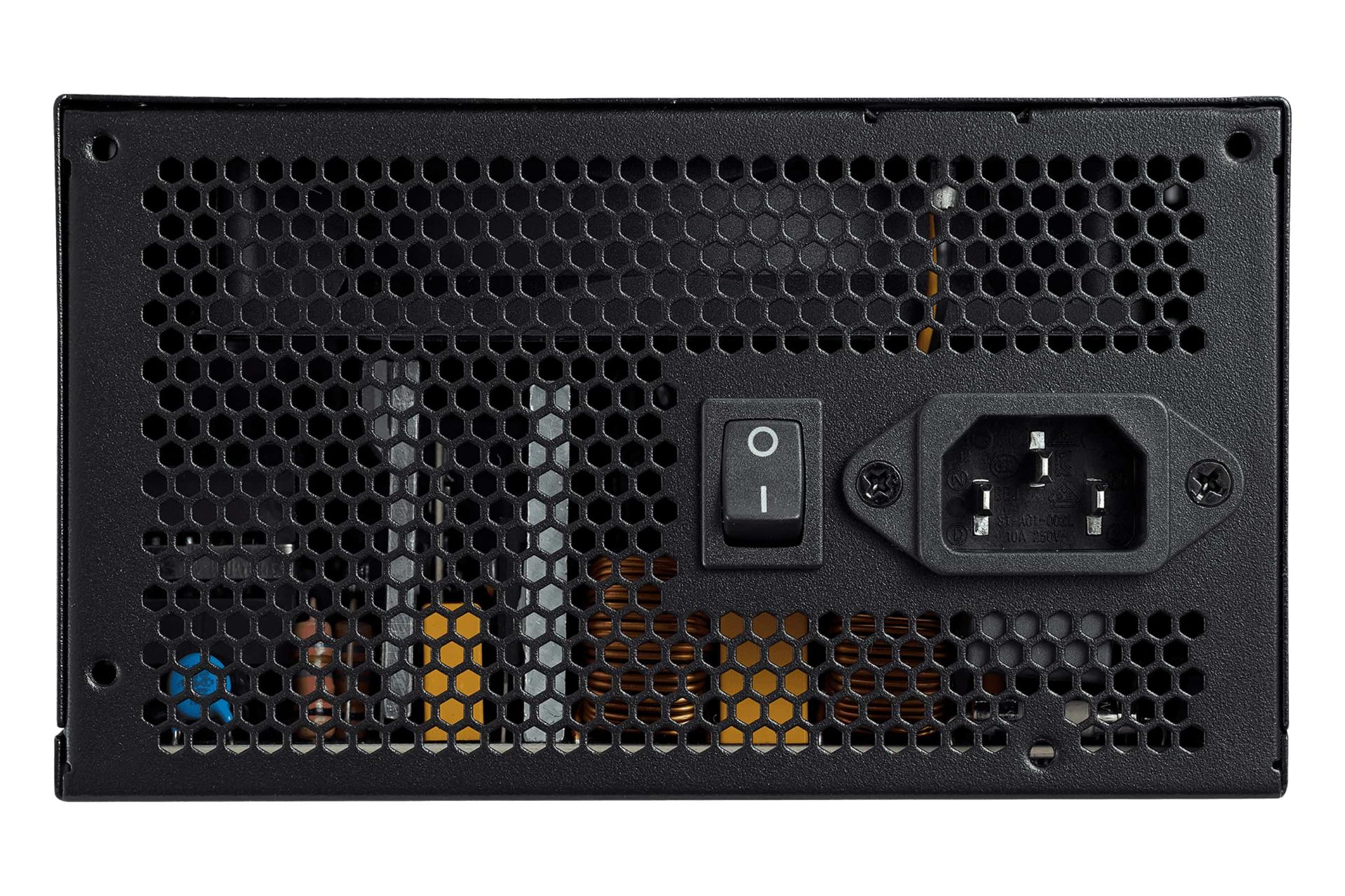 نمای پنل پشت پاور کامپیوتر ای دیتا XPG KYBER با نمایش درگاه و سوییچ برق