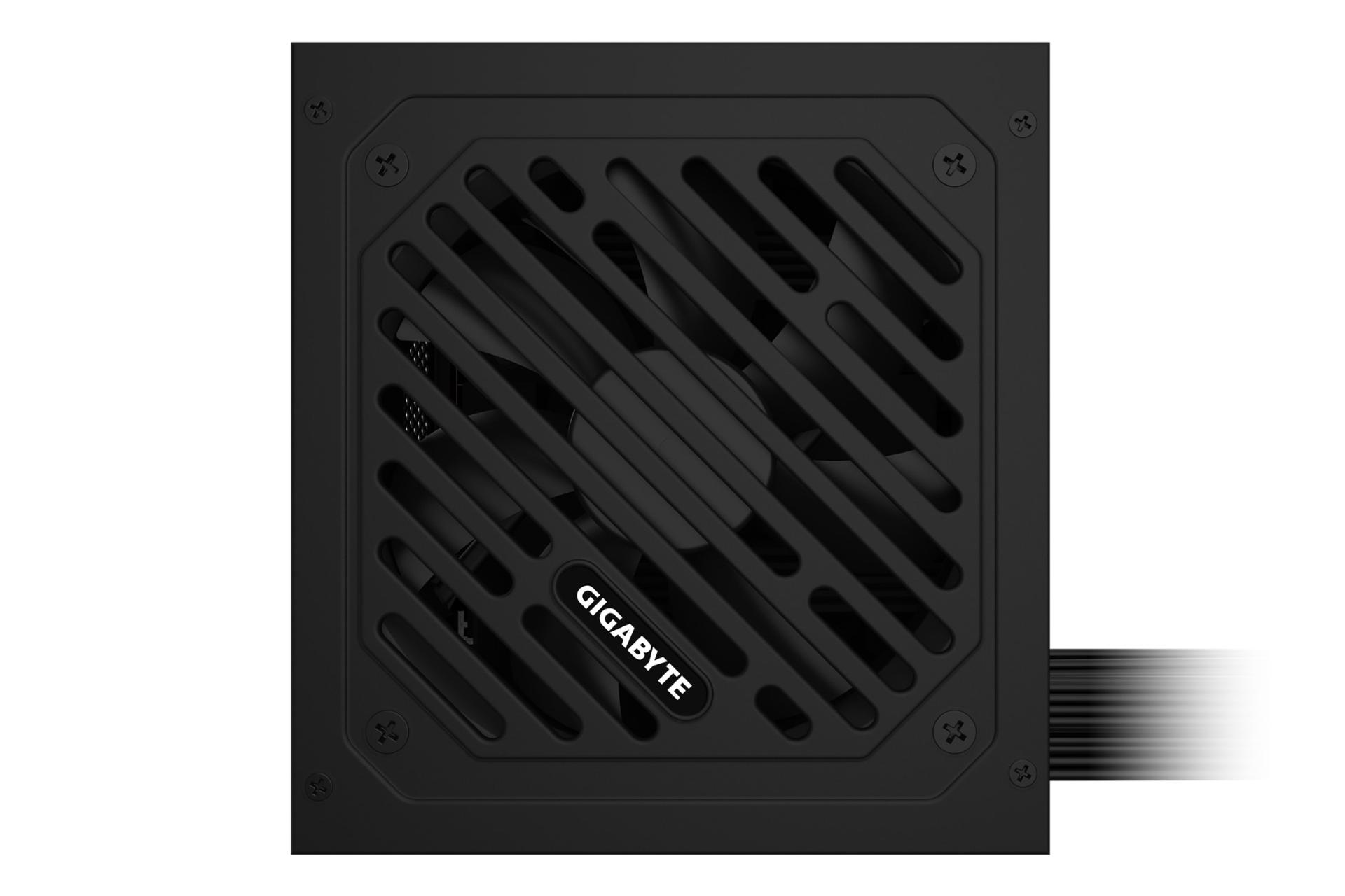 نمای پنل زیر پاور کامپیوتر گیگابایت P650SS با توان 650 وات با نمایش فن و لوگو