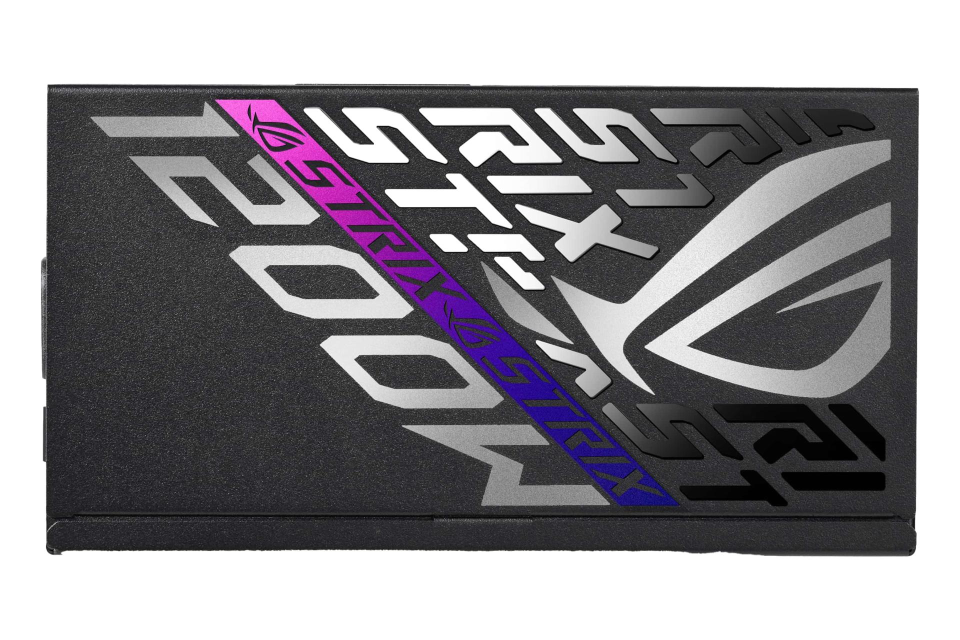 نمای پنل کناری پاور کامپیوتر ایسوس ROG STRIX 1200W Platinum با توان 1200 وات با نمایش لوگو