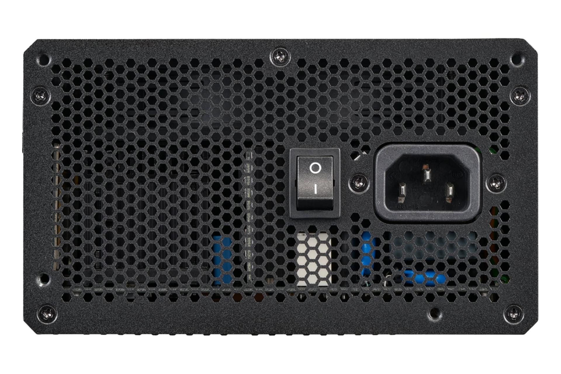 نمای پنل پشت پاور کامپیوتر کولر مستر X Silent MAX Platinum 1300 با توان 1300 وات با نمایش درگاه و سوییچ برق