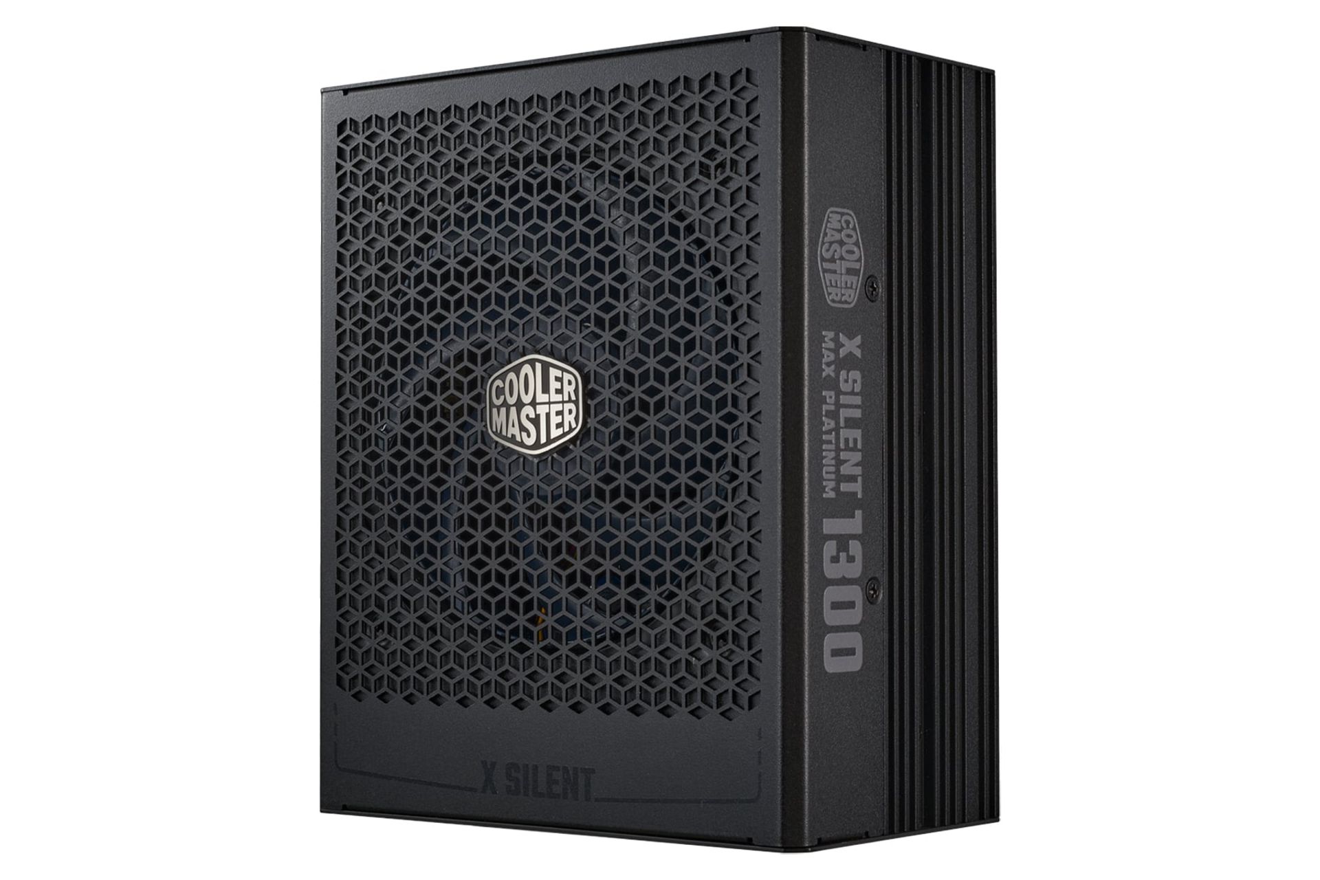 نمای نیمرخ پاور کامپیوتر کولر مستر X Silent MAX Platinum 1300 با توان 1300 وات با نمایش پنل کناری و پایین