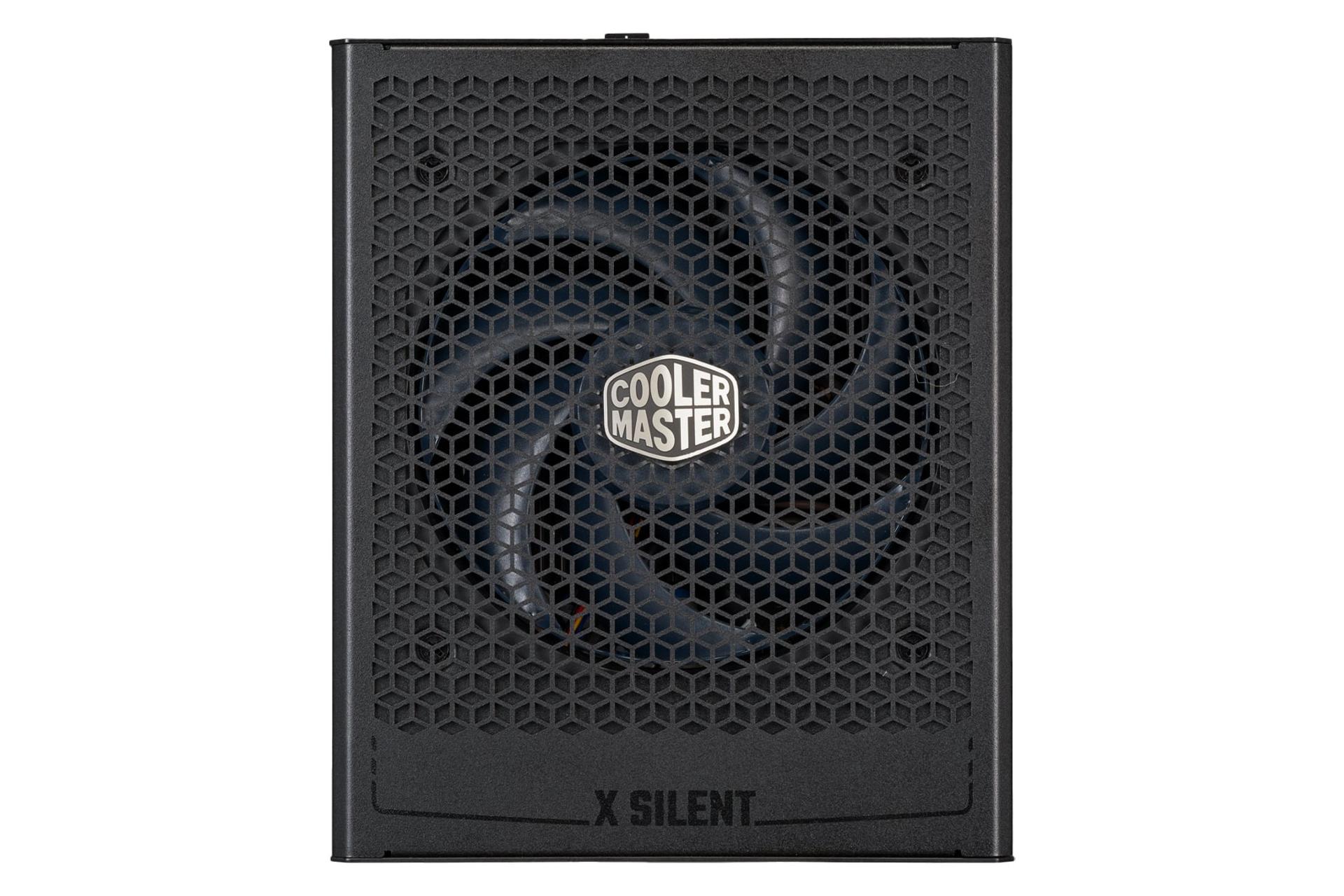 نمای پنل زیر پاور کامپیوتر کولر مستر X Silent MAX Platinum 1300 با توان 1300 وات با نمایش لوگو و فن