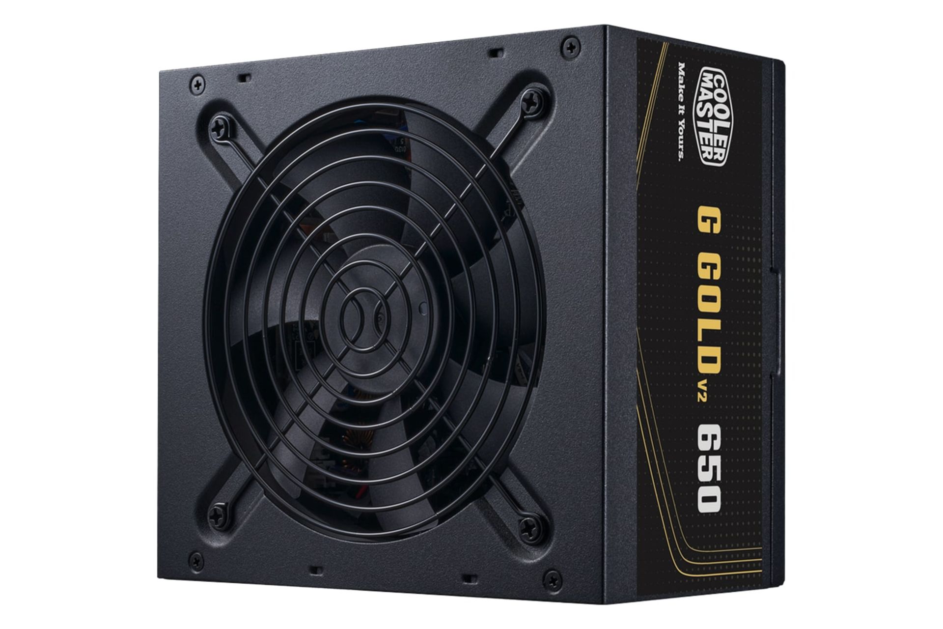 نمای نیمرخ پاور کامپیوتر کولر مستر G Gold 650 V2 با توان 650 وات با نمایش پنل زیر و کناری