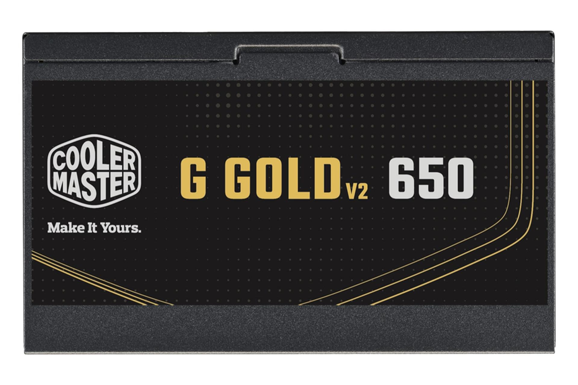 نمای پنل کناری پاور کامپیوتر کولر مستر G Gold 650 V2 با توان 650 وات با نمایش لوگو