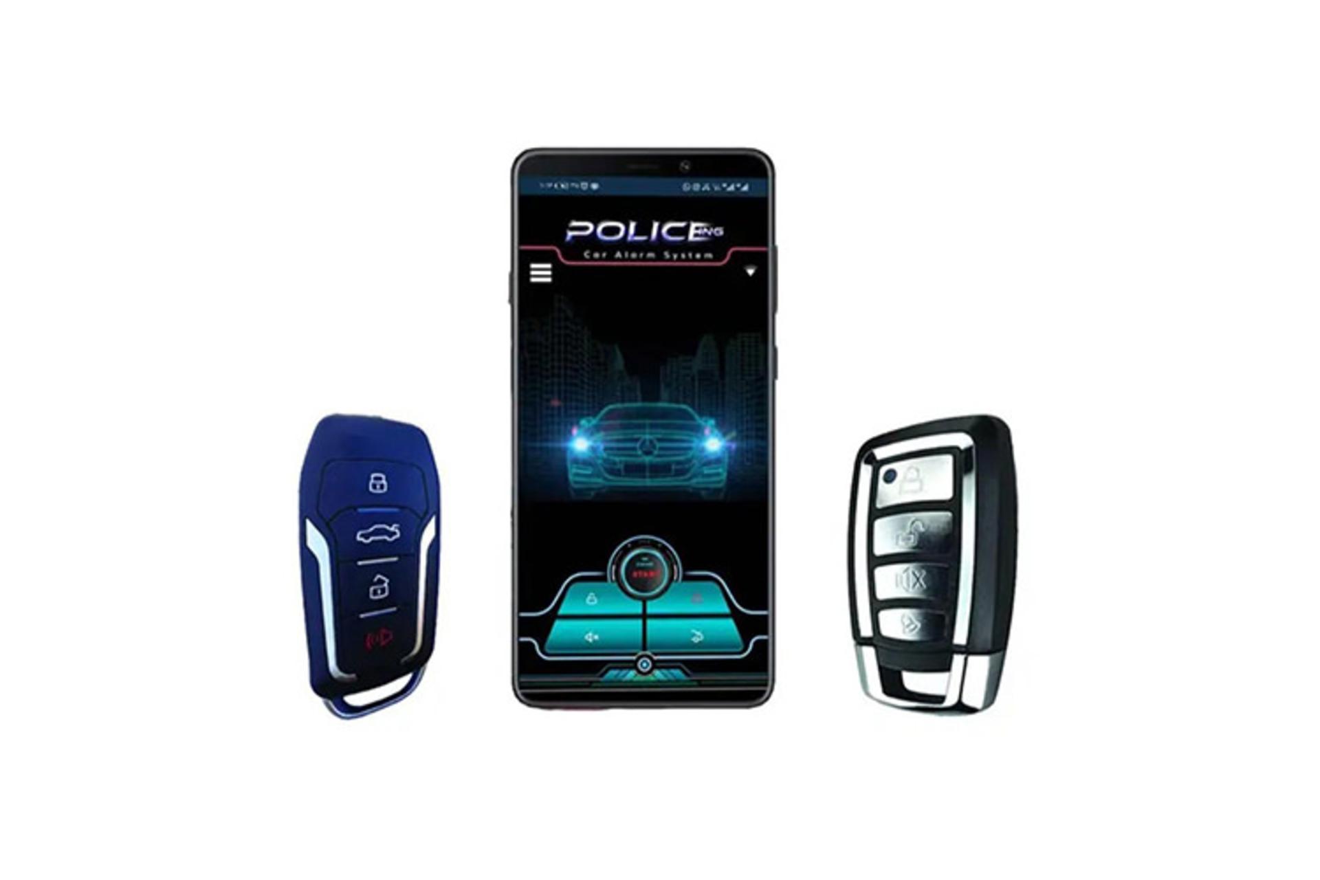 دزدگیر پلیسینگ Policeing pk 6000 نمای ریموت و اپلیکیشن