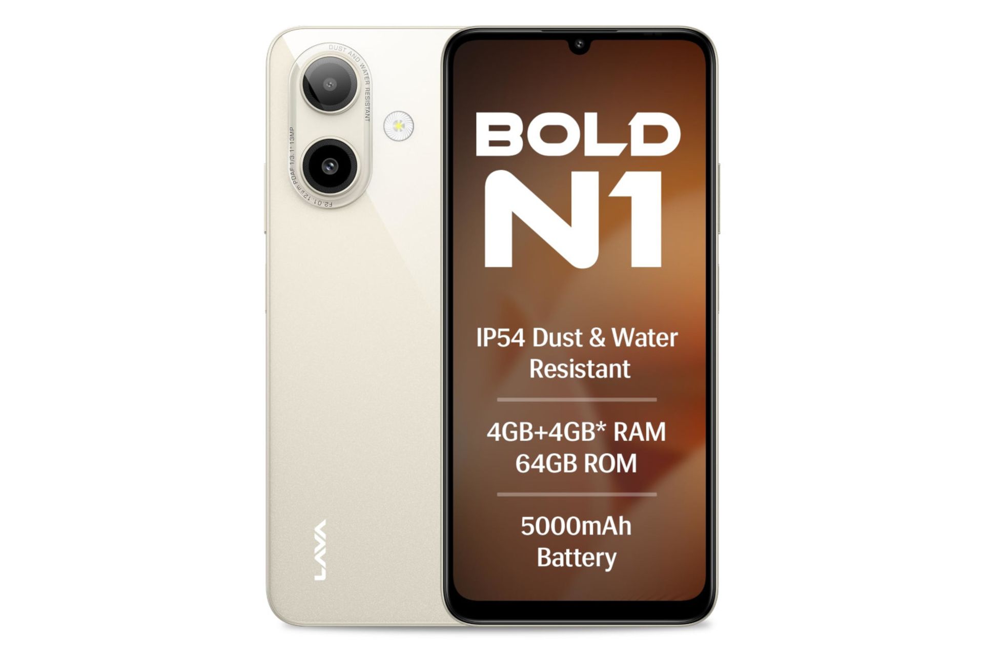 پنل جلو و پشت گوشی موبایل لاوا Lava Bold N1 کرم رنگ