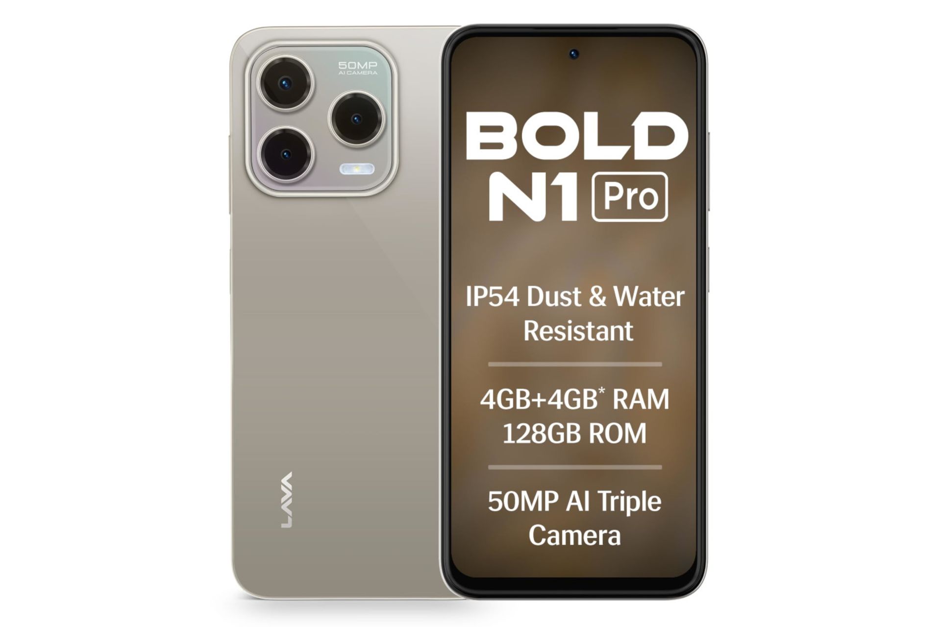 پنل جلو و پشت گوشی موبایل Bold N1 پرو لاوا طلایی / Lava Bold N1 Pro