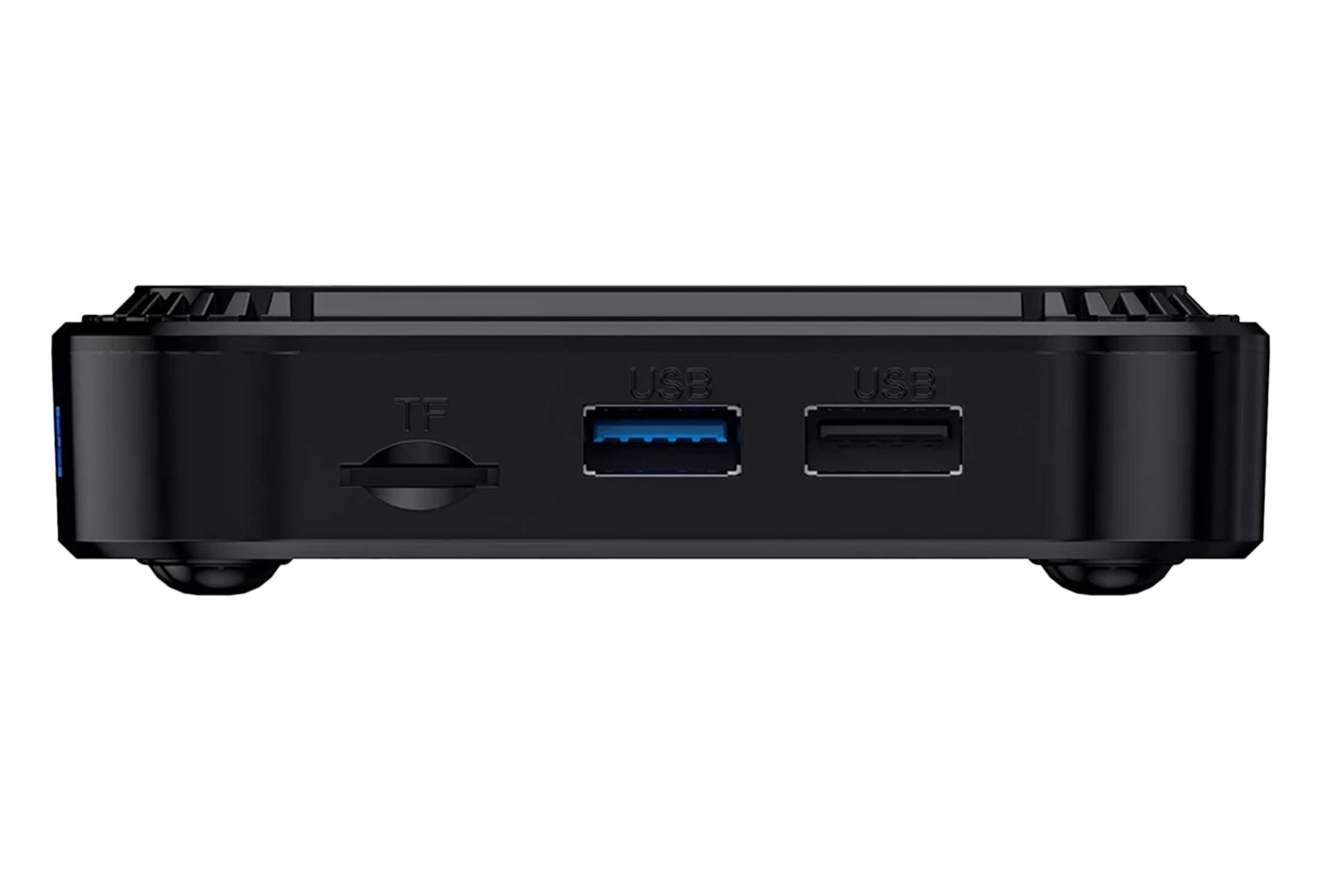نمای لبه کناری اندروید باکس اچ کی وان RBOX K8S با نمایش درگاه‌ها