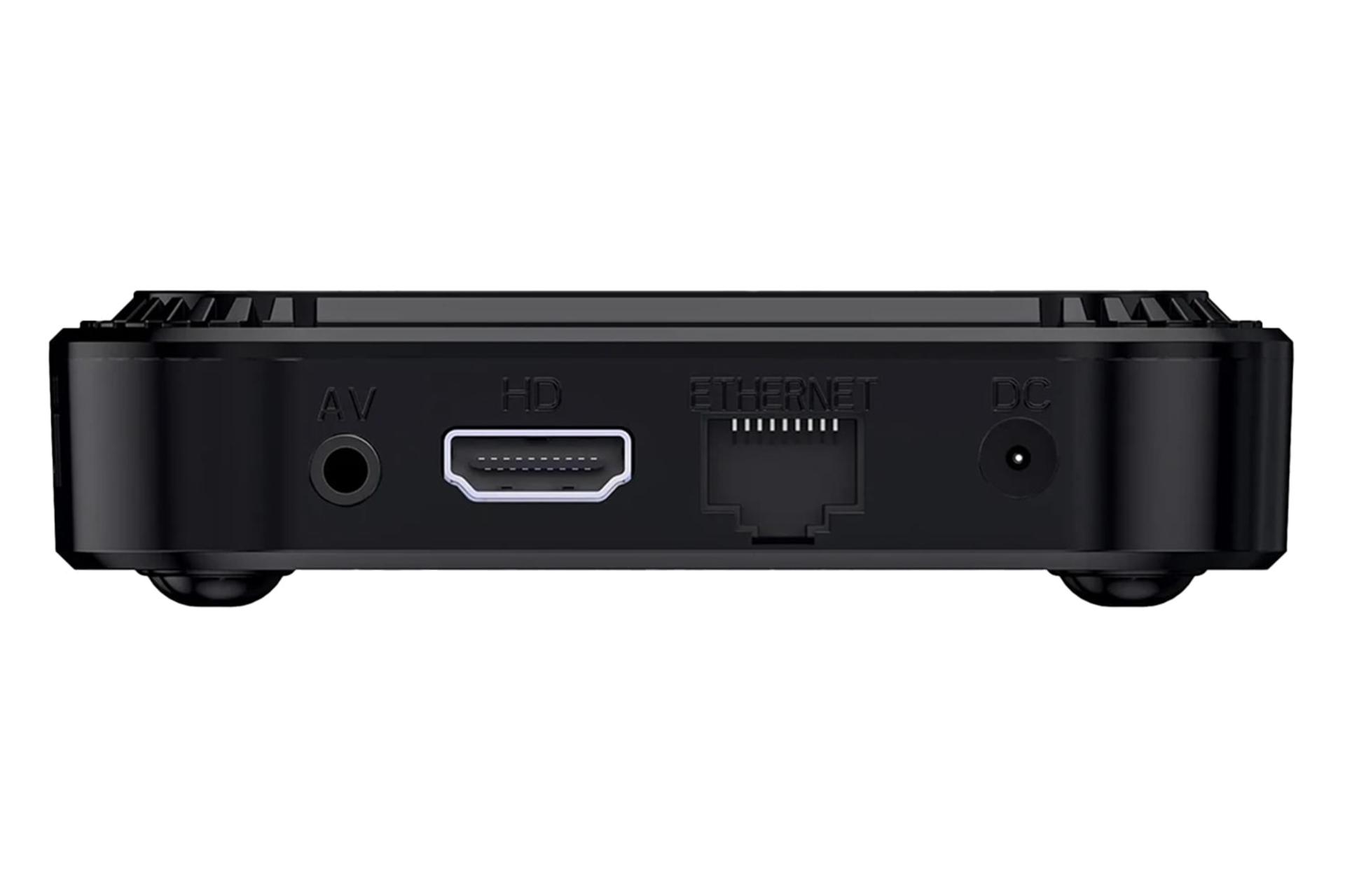 نمای لبه پشت اندروید باکس اچ کی وان RBOX K8S با نمایش درگاه‌ها