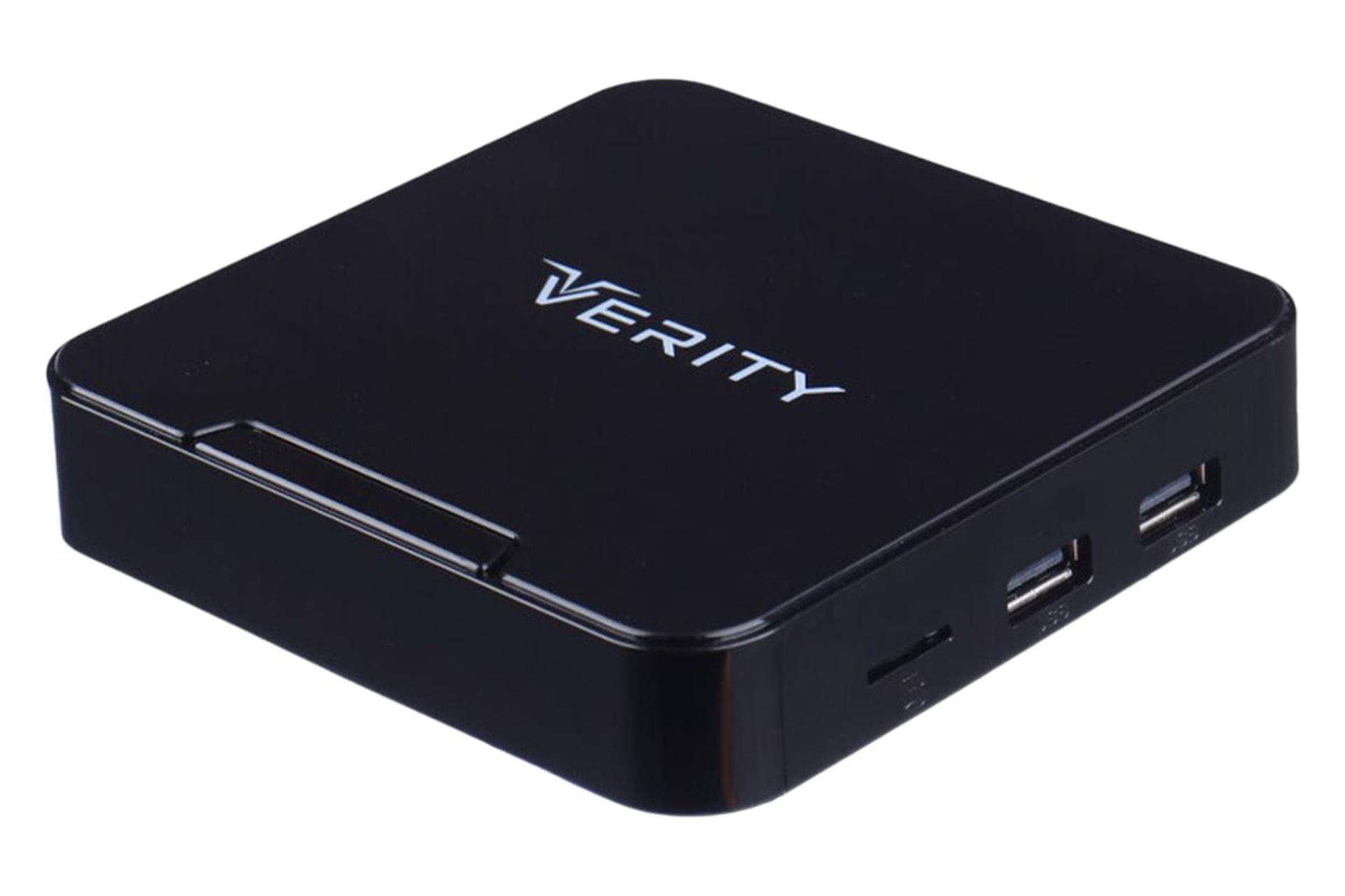 نمای نیمرخ اندروید باکس وریتی V-AB9114A با نمایش درگاه‌های لبه سمت راست