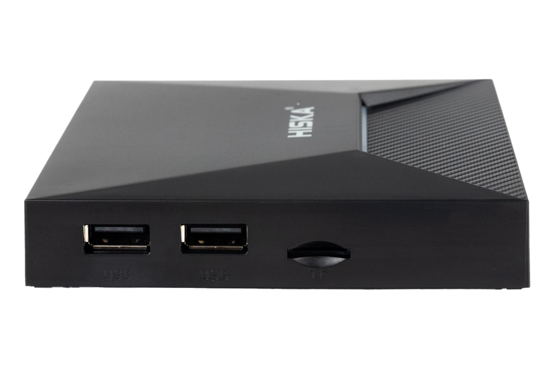 نمای لبه سمت چپ اندروید باکس هیسکا باکس A12 با نمایش درگاه‌ها