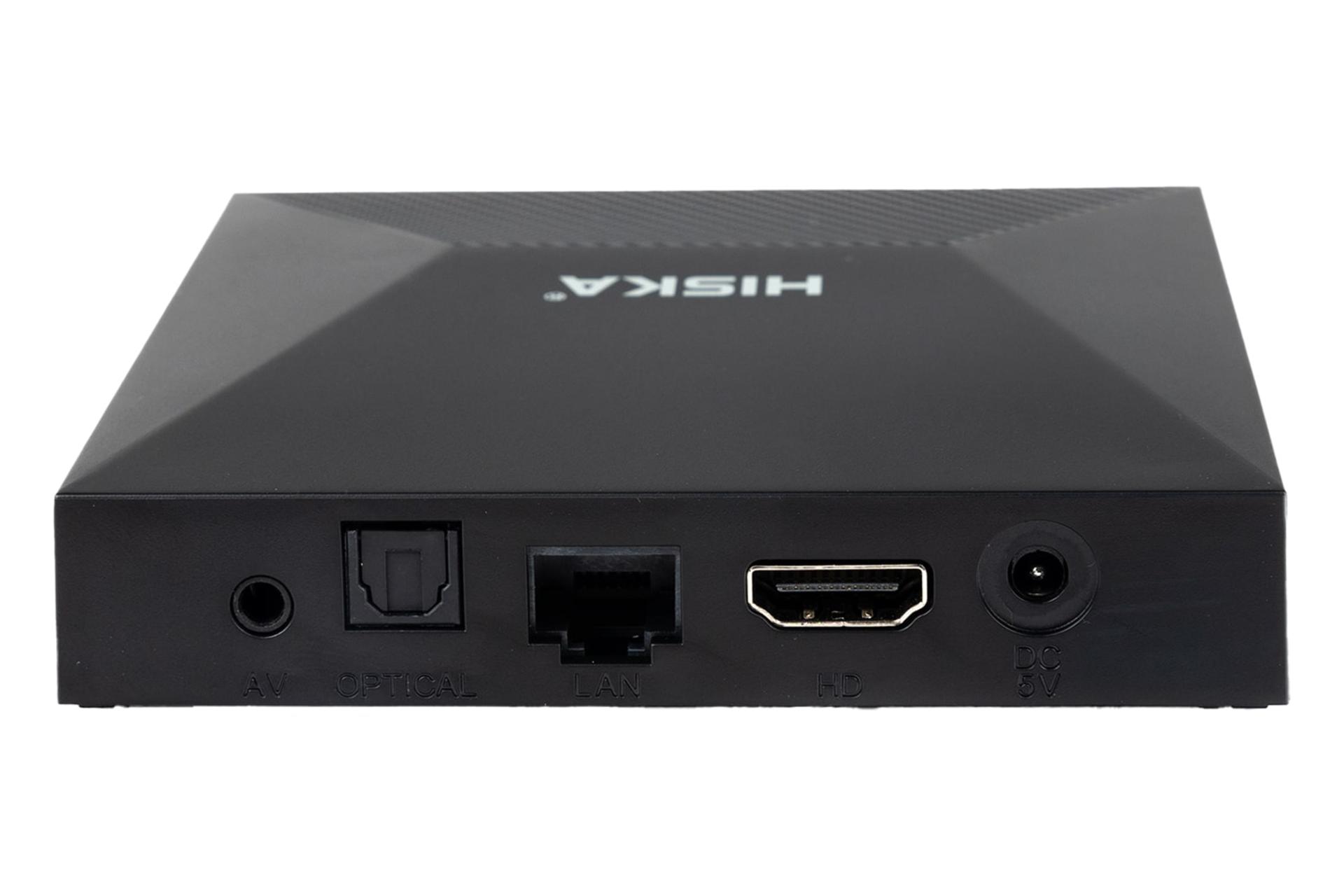 نمای لبه پشت اندروید باکس هیسکا باکس A12 با نمایش درگاه‌ها