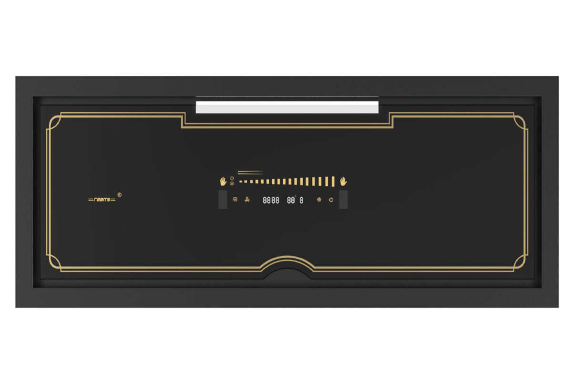 نمای جلوی هود مخفی رابیتس RH-126 رنگ مشکی طلایی