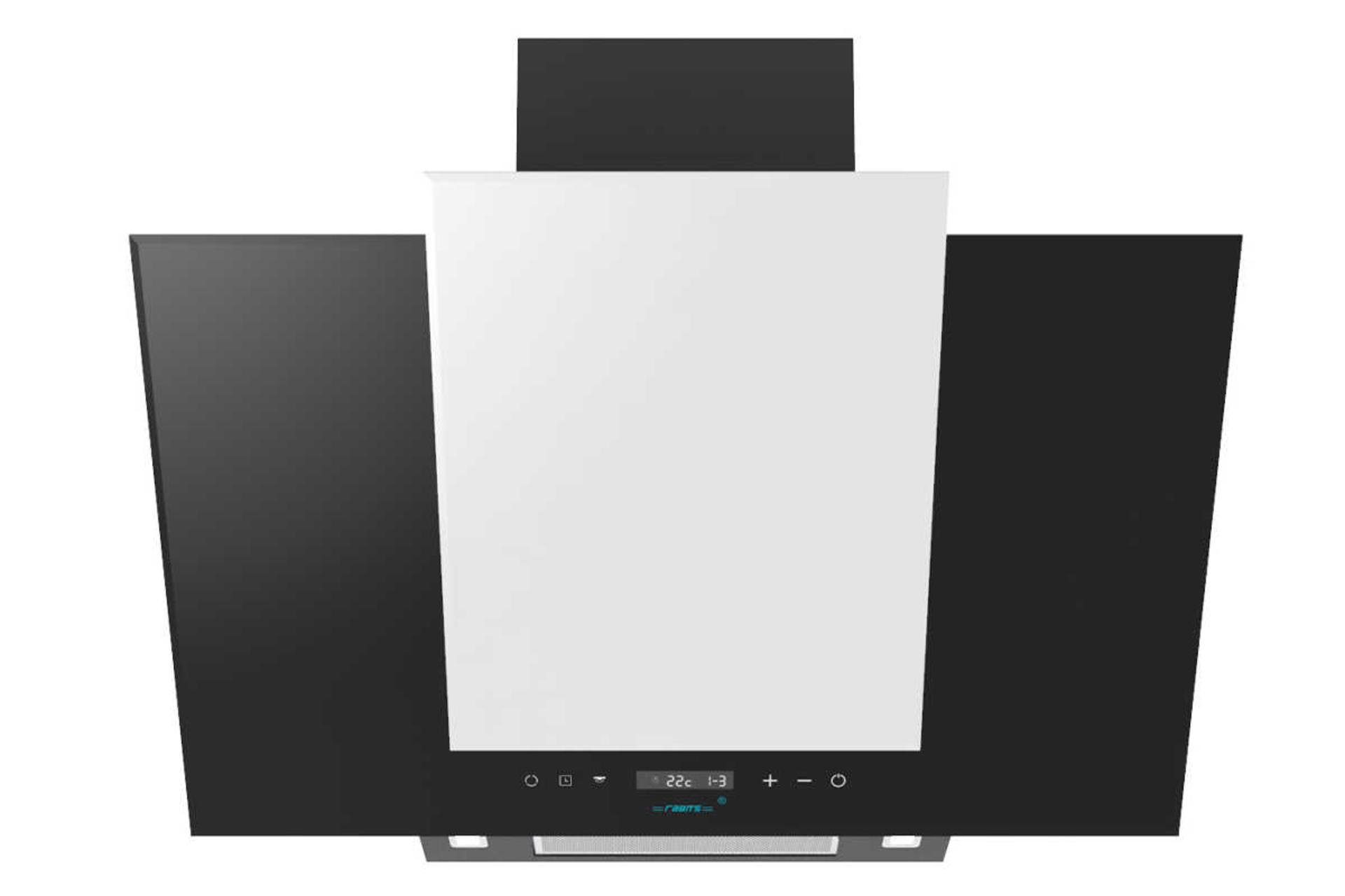 نمای جلوی هود مورب رابیتس RH-110 رنگ سفید مشکی