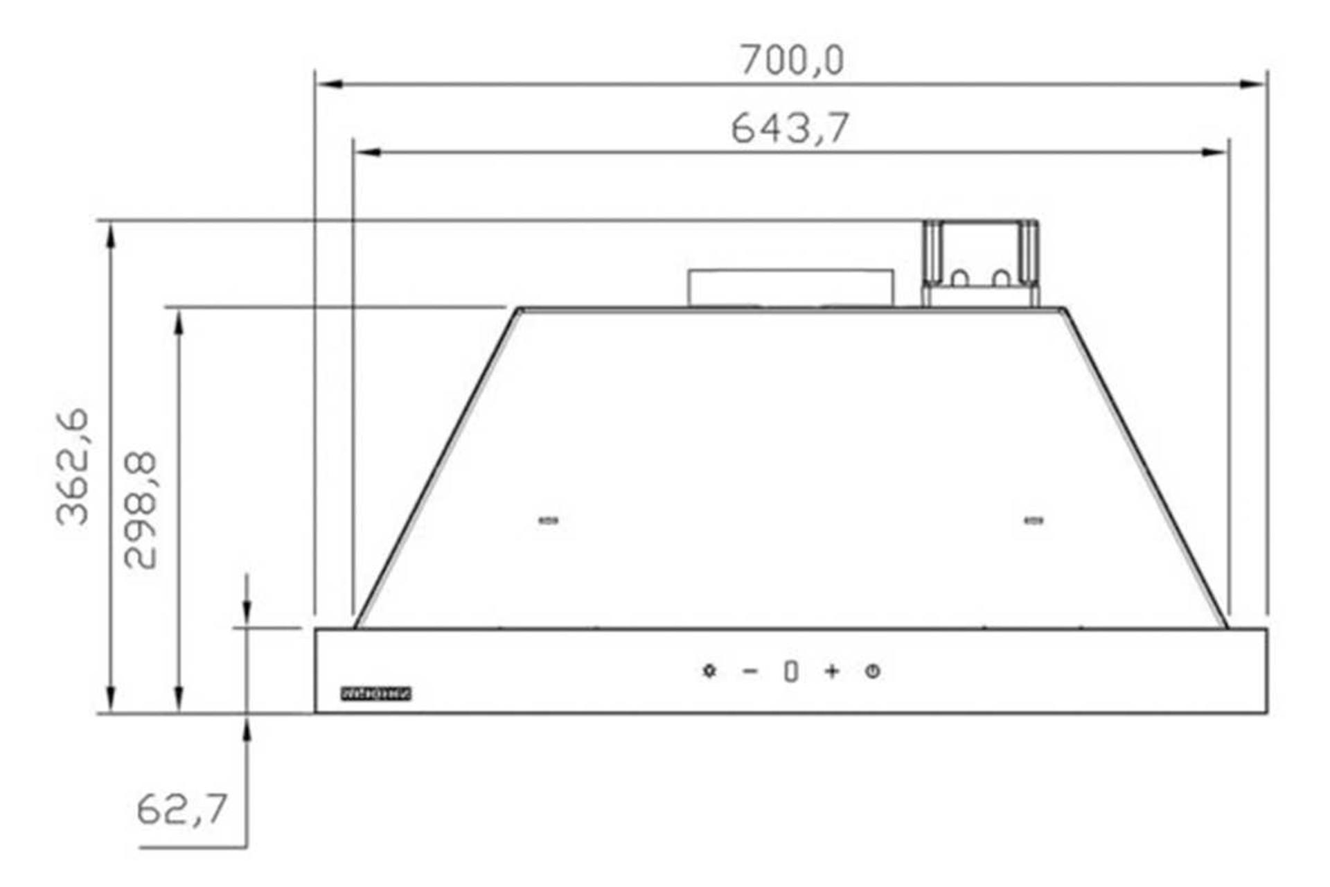 ابعاد هود مخفی استیل البرز SA-504