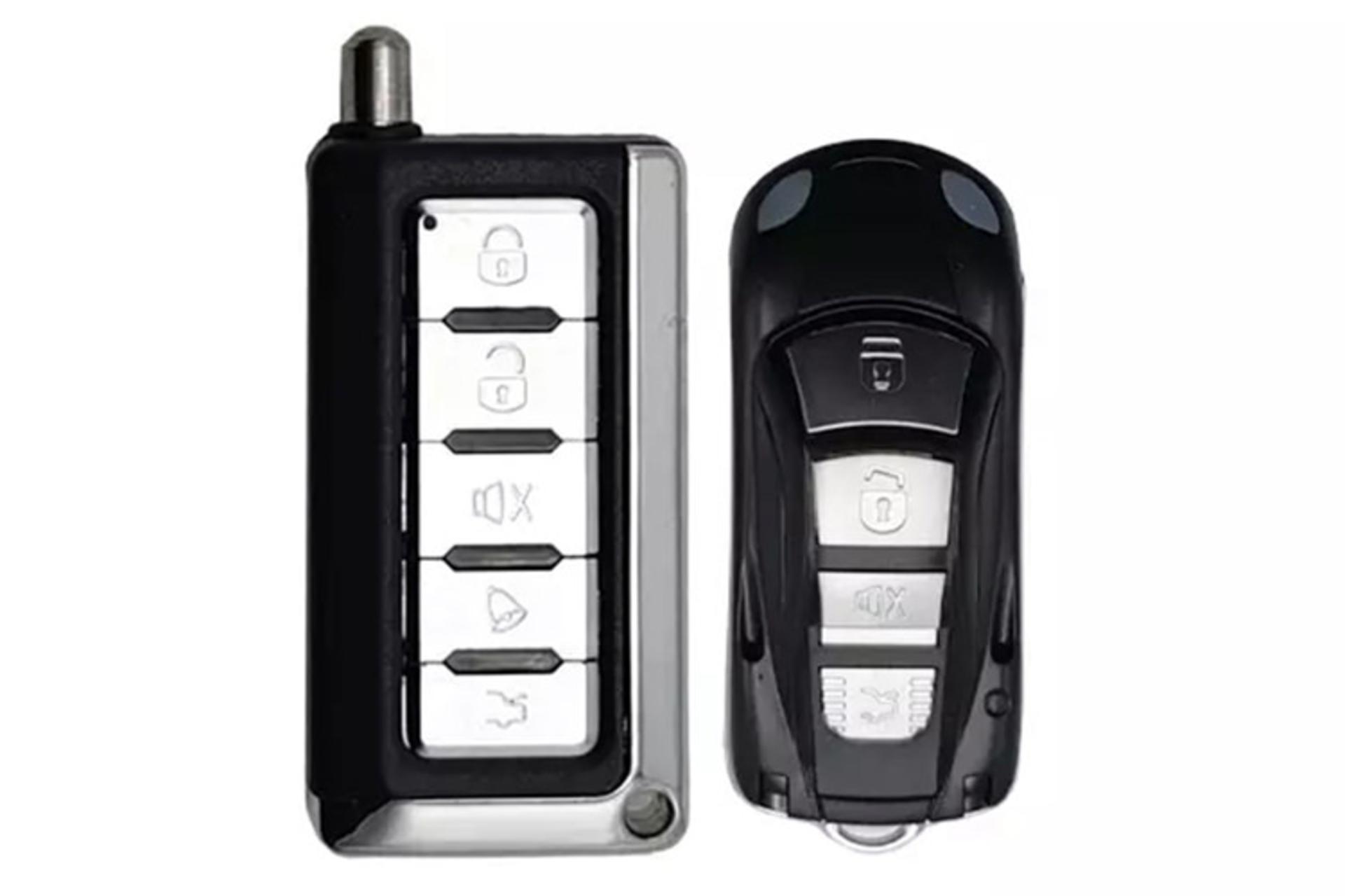 دزدگیر خودرو استیلاک Stelock ST107 نمای جلو ریموت اصلی و یدک