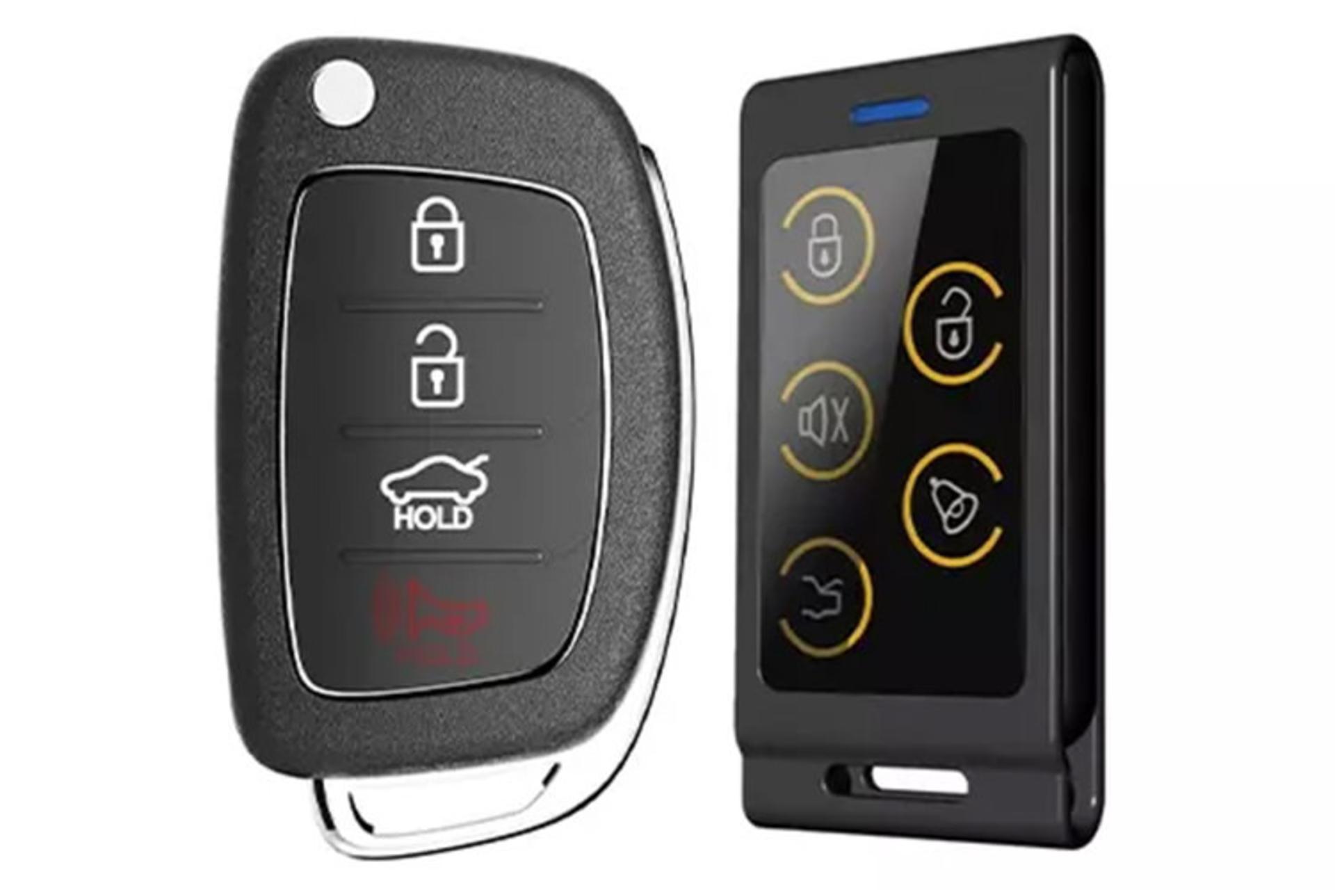 دزدگیر خودرو استیلاک Stelock ST120 نمای جلو ریموت اصلی و یدک