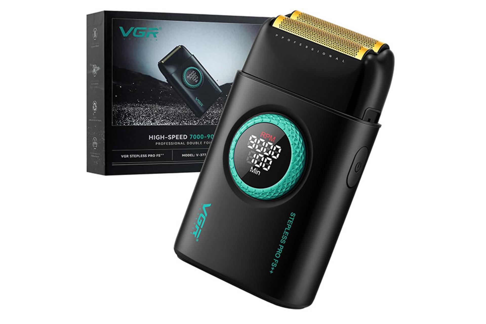 ماشین اصلاح وی جی آر VGR V-377 رنگ مشکی به همراه جعبه و بسته بندی