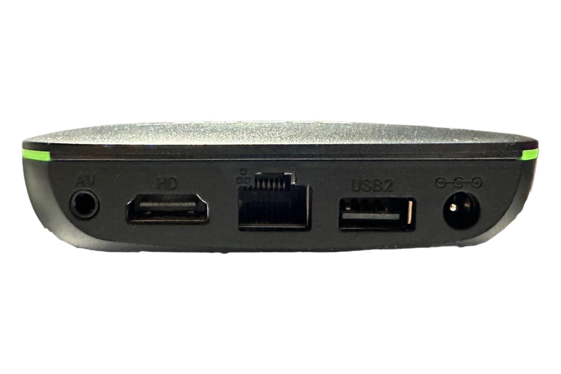 نمای لبه پشت اندروید باکس اسکوپ TW-X750 با نمایش درگاه‌ها