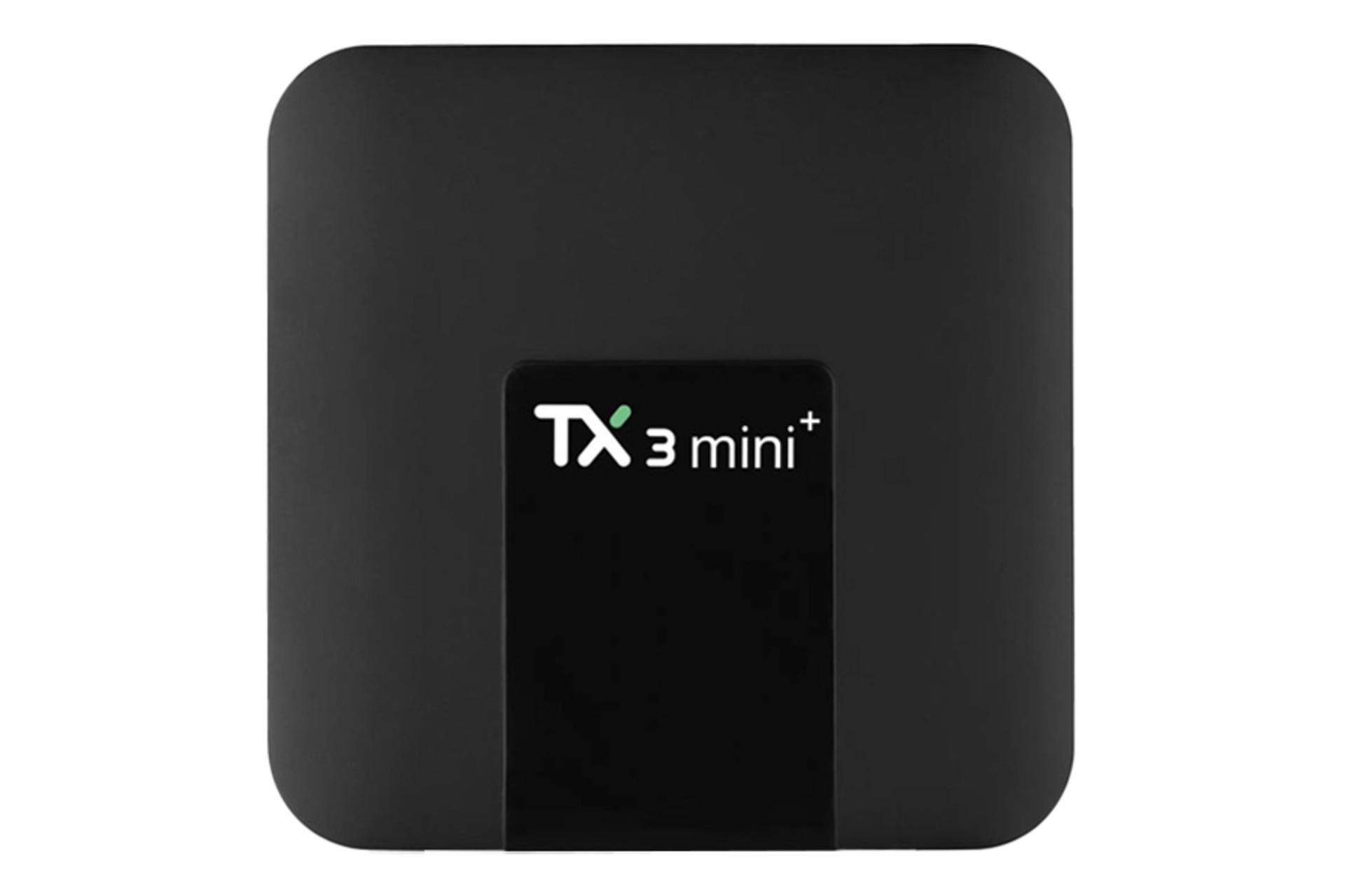 نمای پنل بالای اندروید باکس تی اکس 3 mini+ با نمایش لوگو
