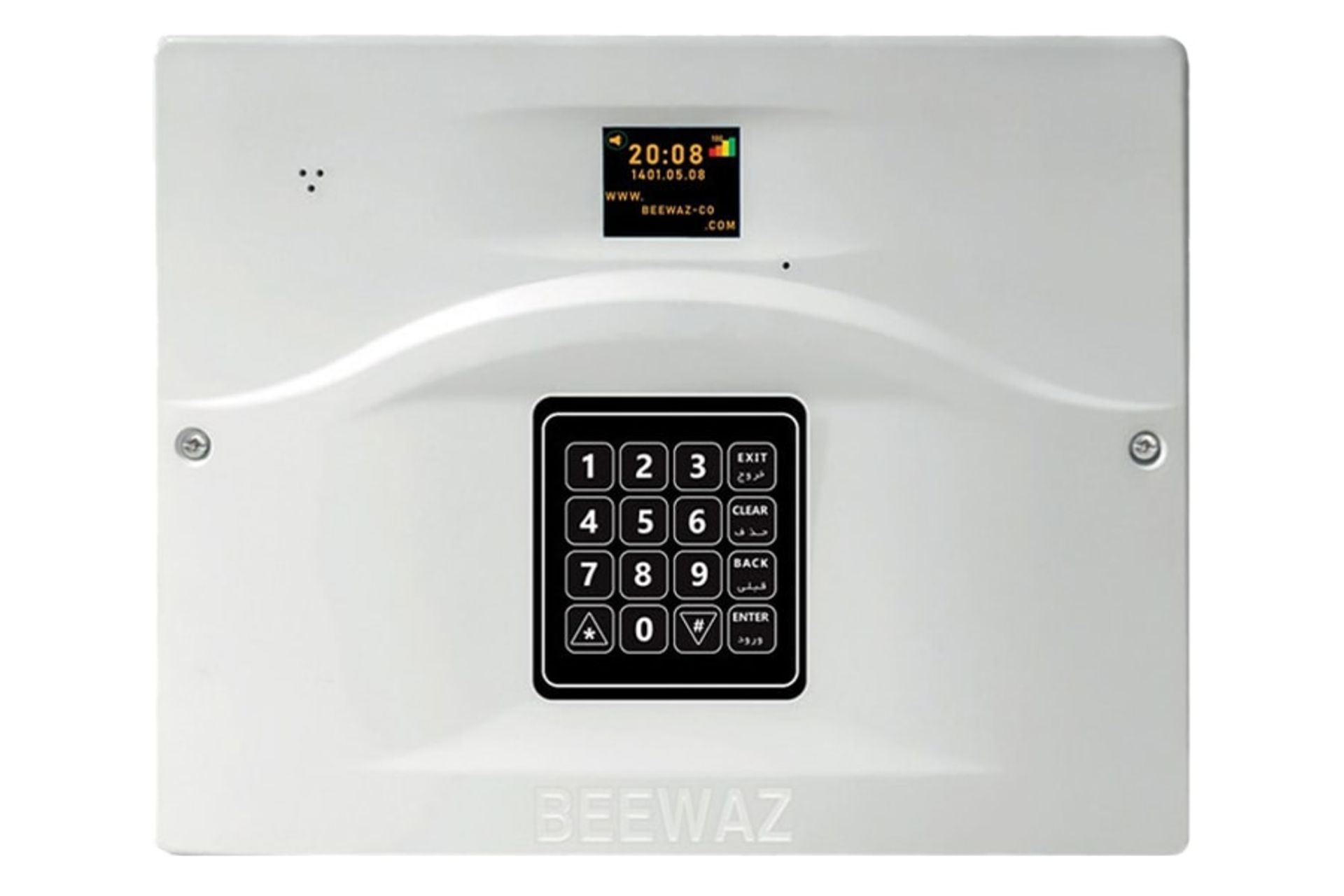 نمای جلوی دزدگیر اماکن بیواز BH10 با نمایش صفحه کلید و نمایشگر