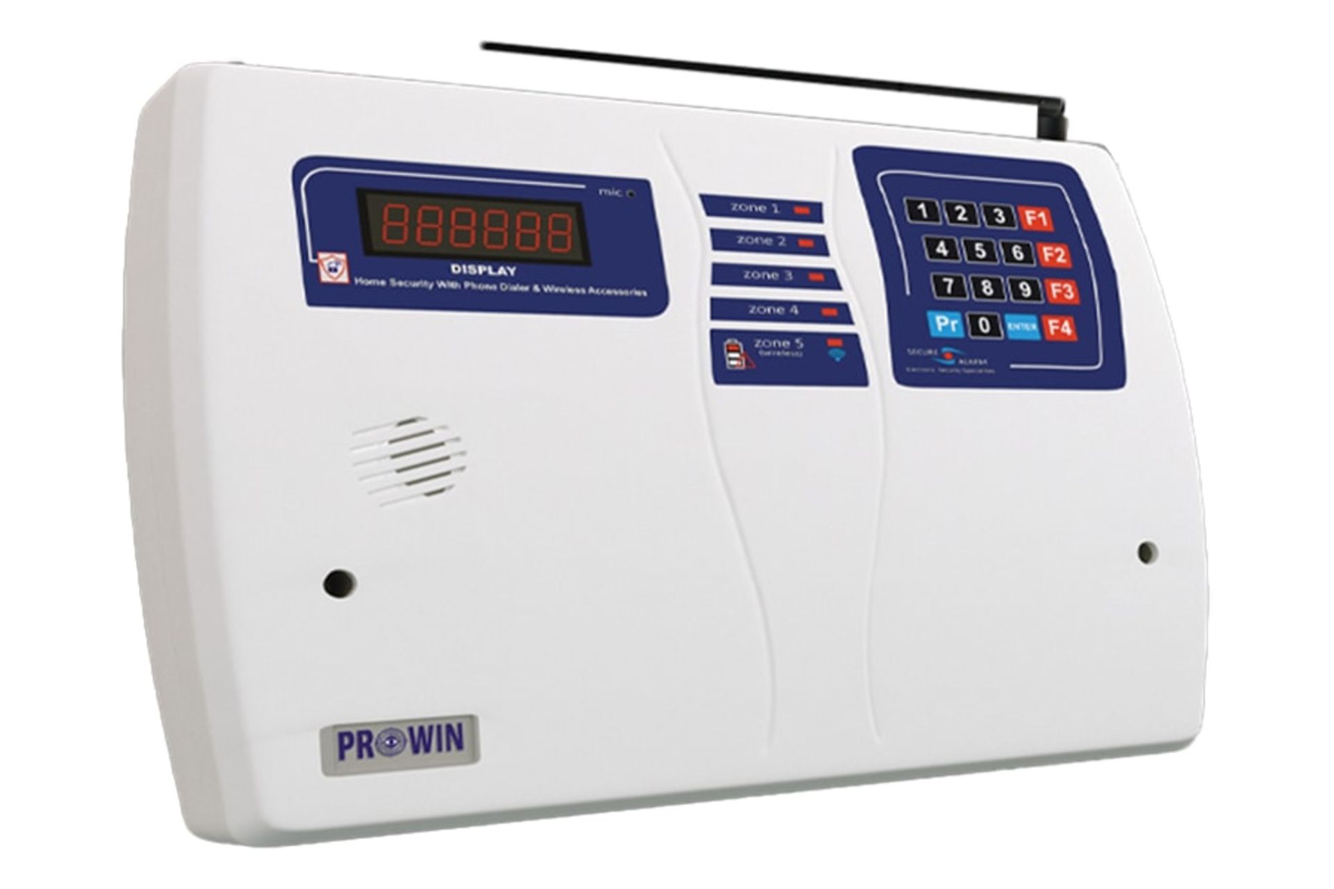 نمای نیمرخ دزدگیر اماکن پراوین SAFE با نمایش صفحه کلید، نمایشگر و آنتن