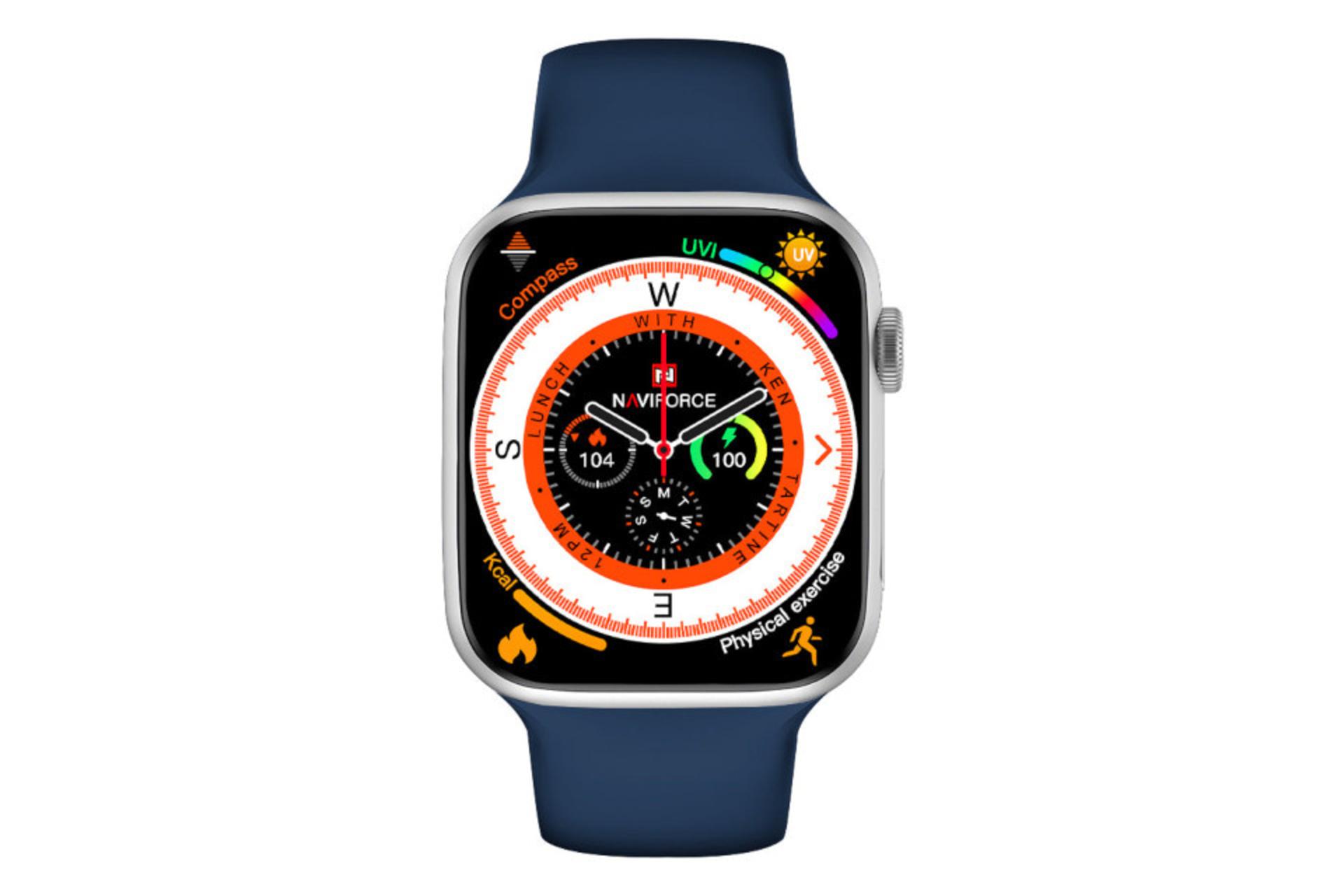 ساعت هوشمند نیوی فورس Naviforce NT14 نقره ای از نمای روبرو