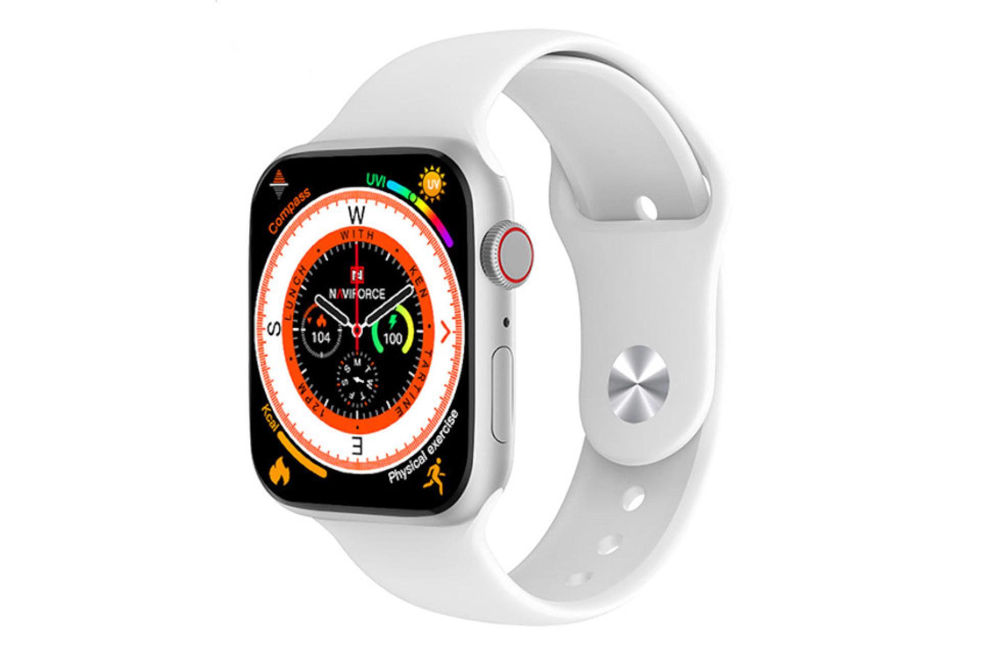 ساعت هوشمند نیوی فورس Naviforce NT14 نقره ای با بند سفید