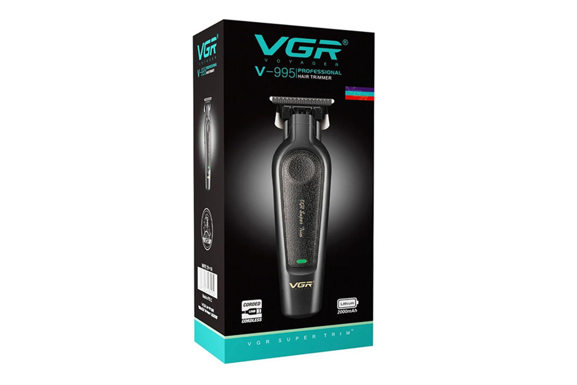 ماشین اصلاح و ریش تراش وی جی آر VGR V-995 نمای جعبه و بسته بندی